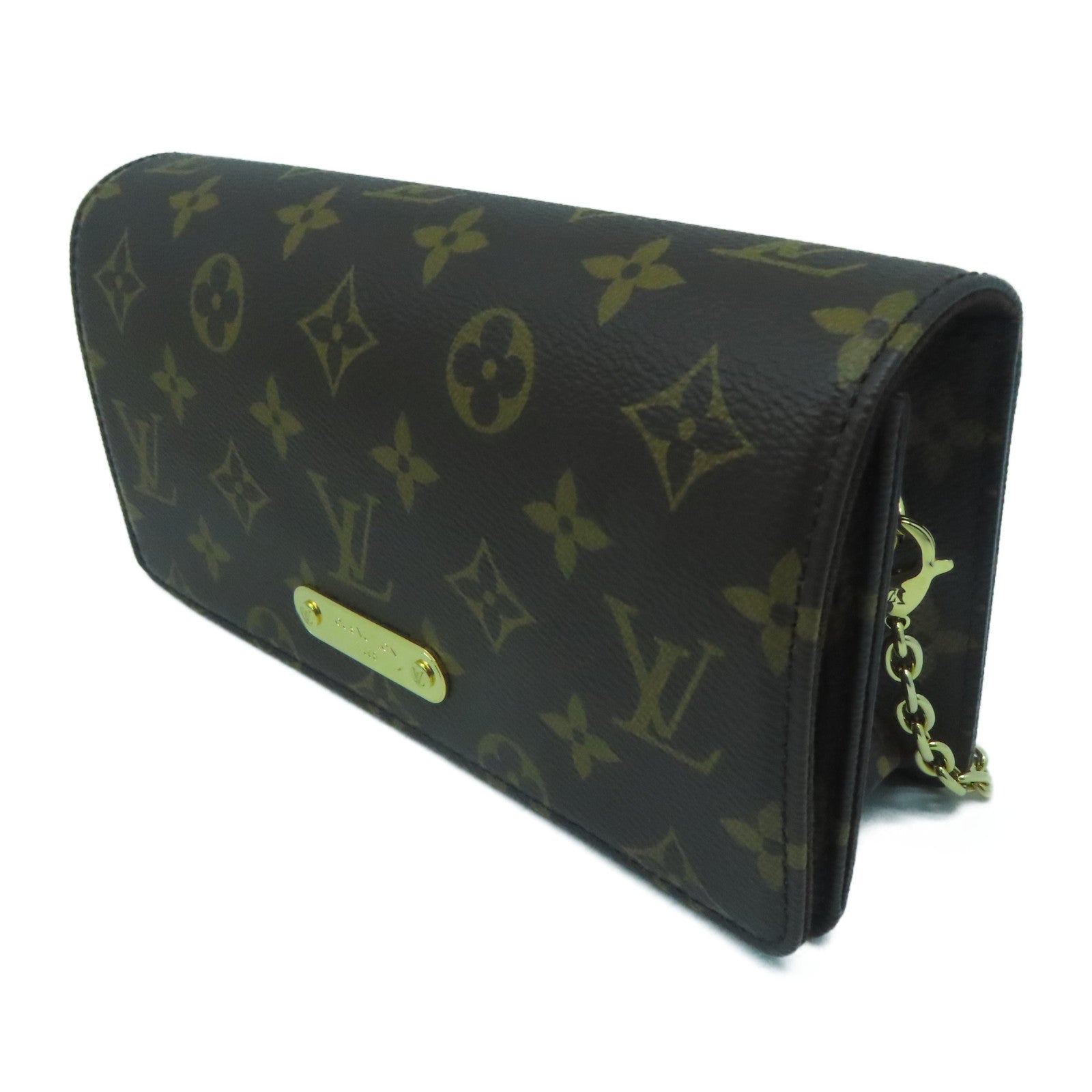 LOUIS VUITTON Monogram Wallet On Chain Lily金扣鏈帶肩背袋啡色