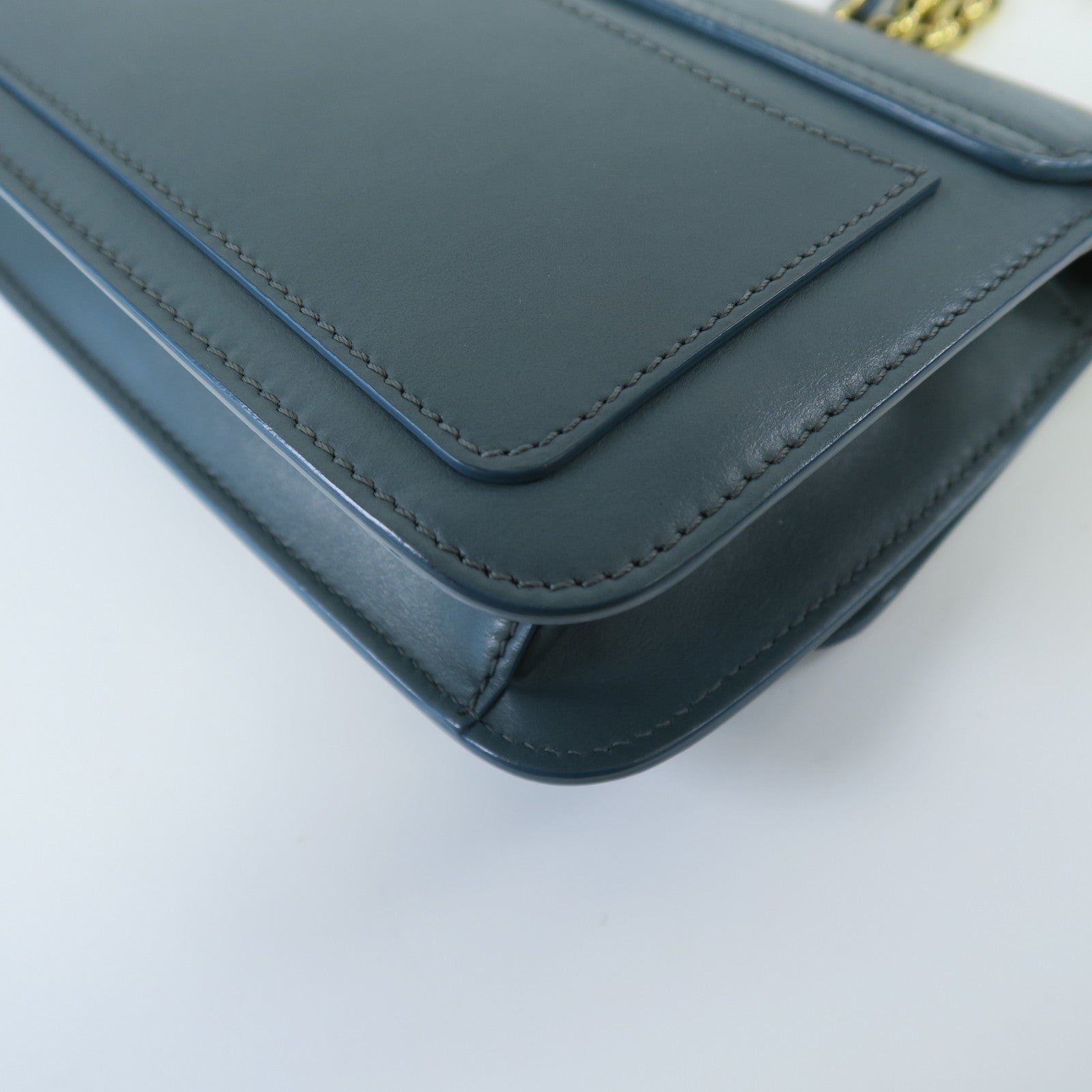 Chloe 牛皮皮革Shoulder Bag金扣肩背袋藍色