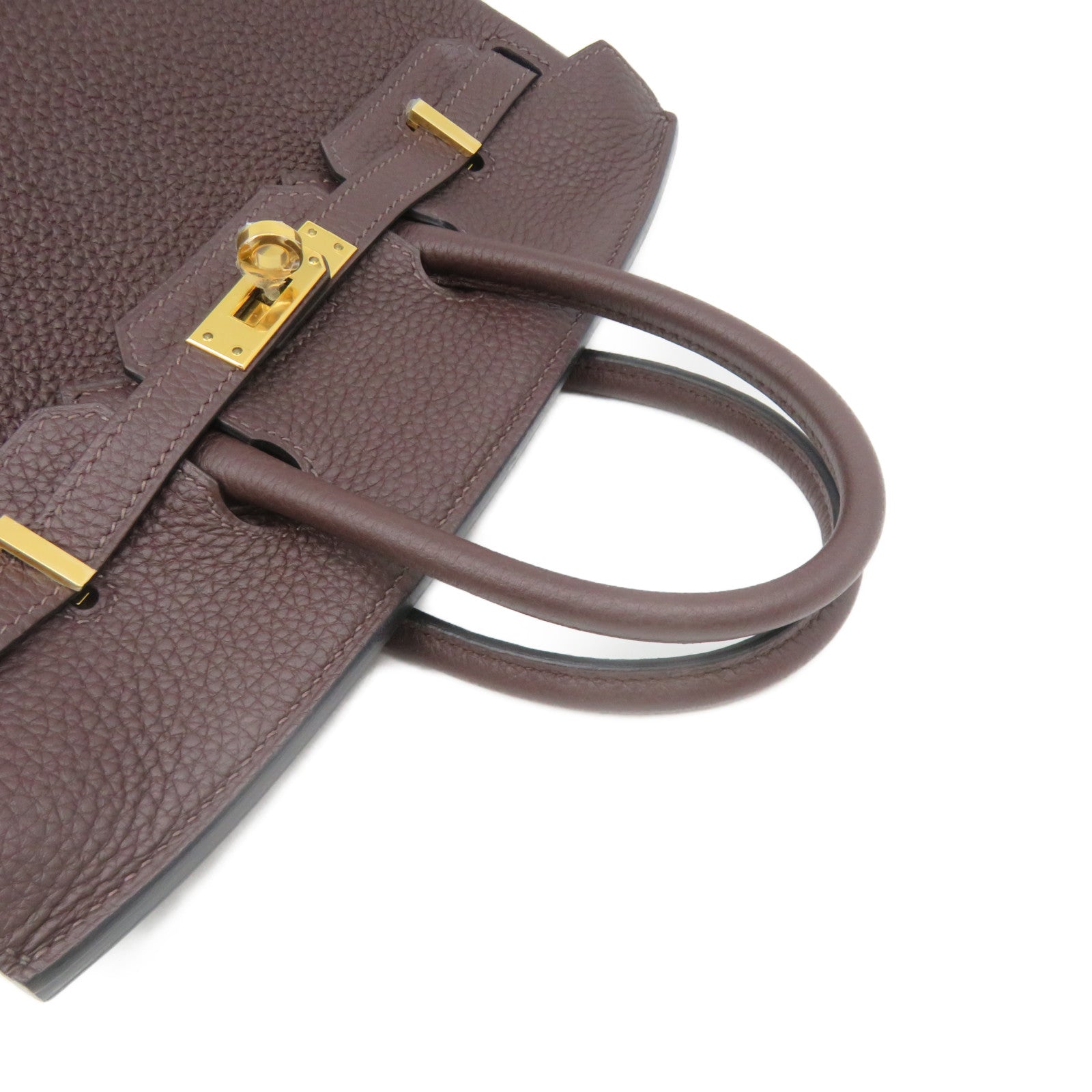 HERMES Togo Leather Birkin 25 Hand Bag Gold Buckle Hand Bag Chocolate Brown