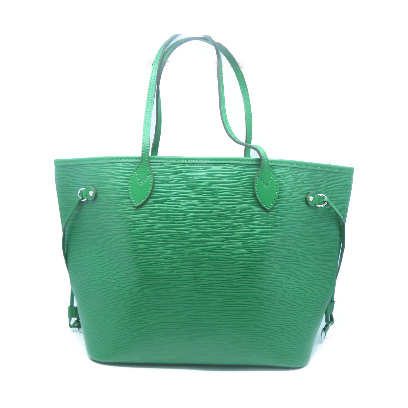 LOUIS VUITTON Epi Neverfull MM銀扣手挽袋綠色