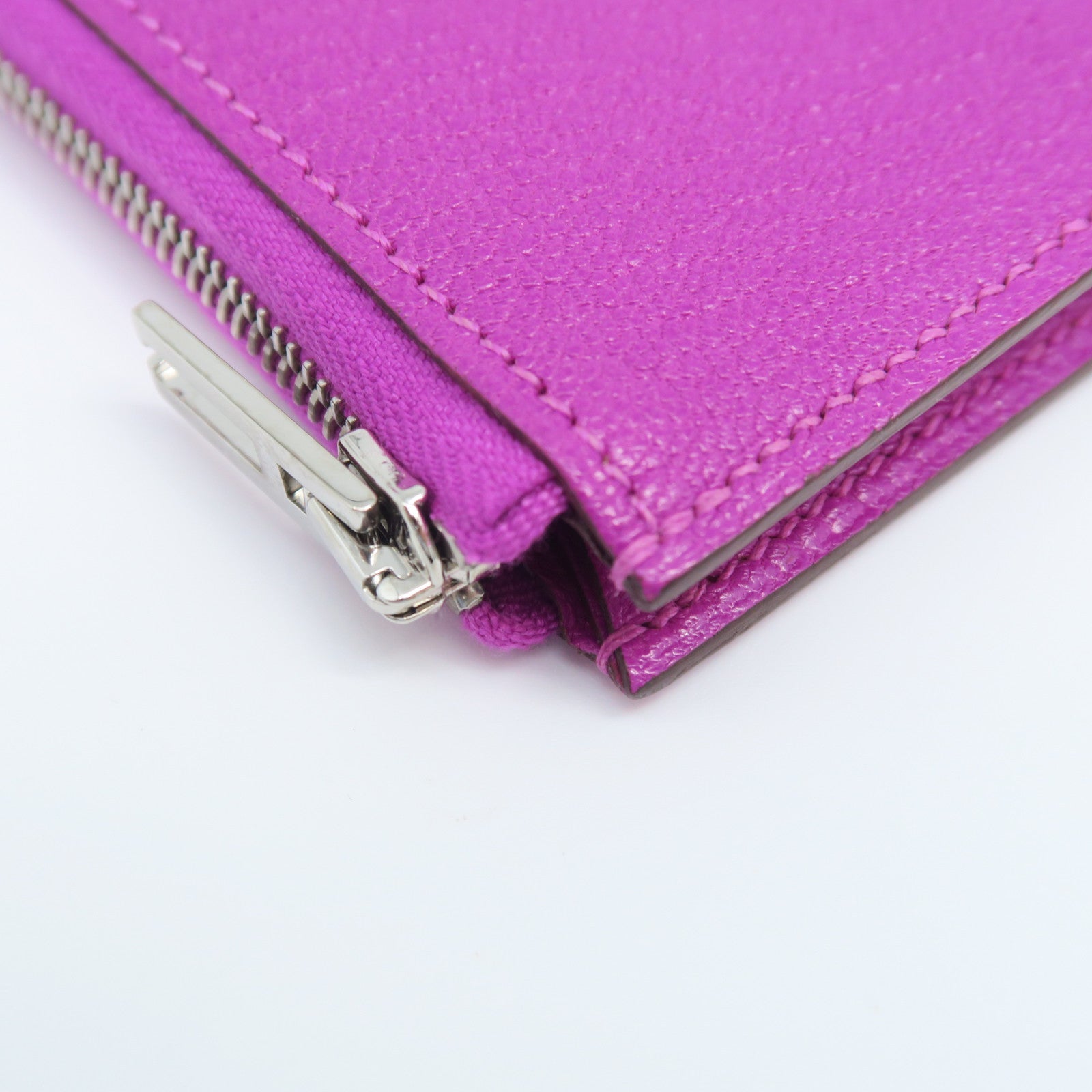 HERMES Chevre Leather Remix ID Silver Buckle Clutch Purple
