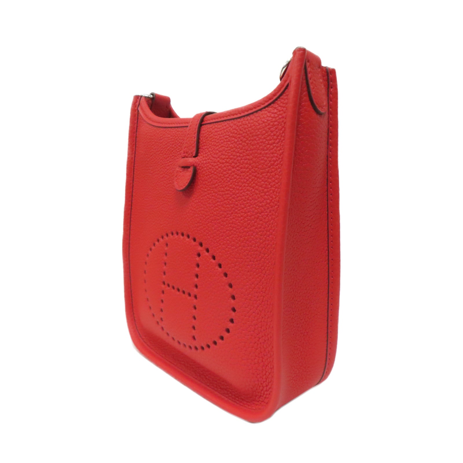 HERMES Clemence皮革Evelyne TPM銀扣肩背袋紅色