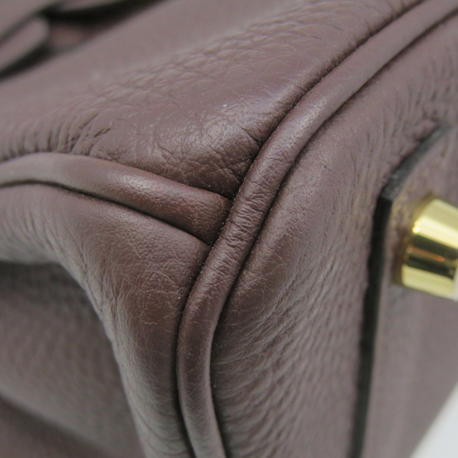 HERMES Togo Leather Birkin 25 Hand Bag Gold Buckle Hand Bag Chocolate Brown