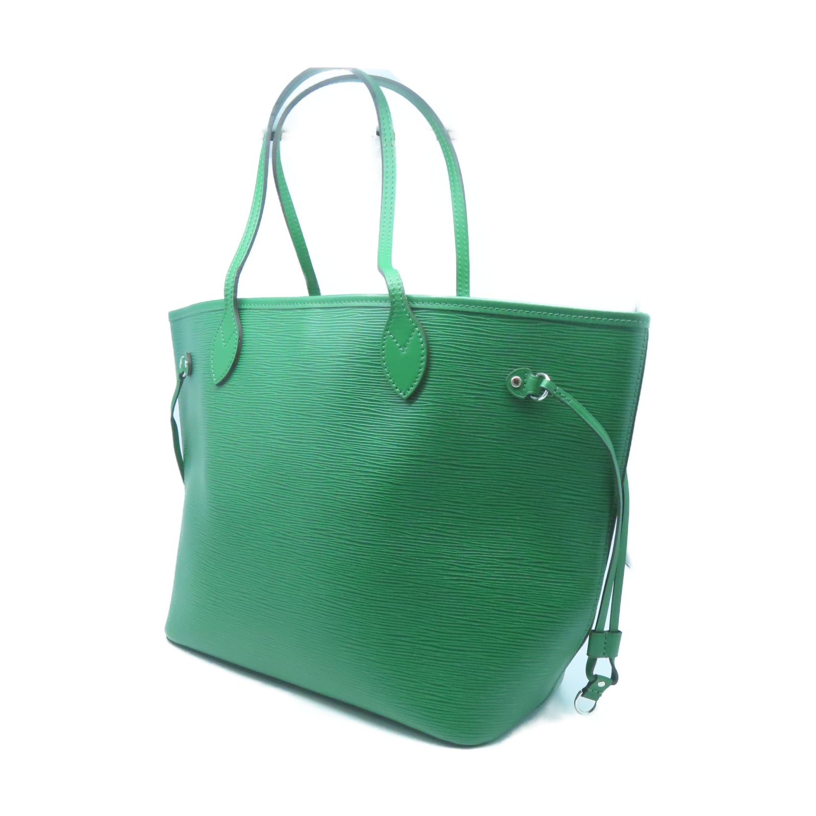 LOUIS VUITTON Epi Neverfull MM銀扣手挽袋綠色