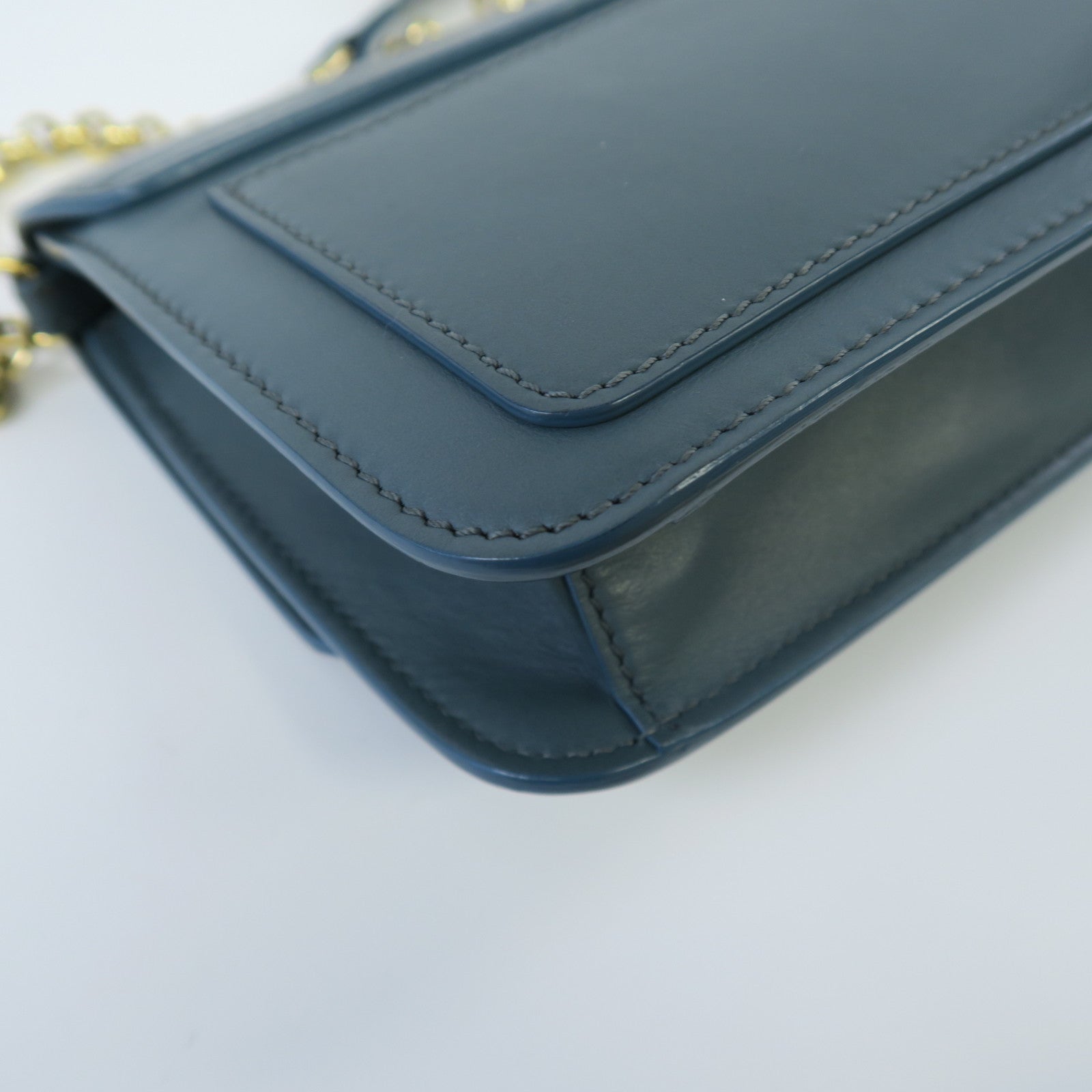 Chloe 牛皮皮革Shoulder Bag金扣肩背袋藍色