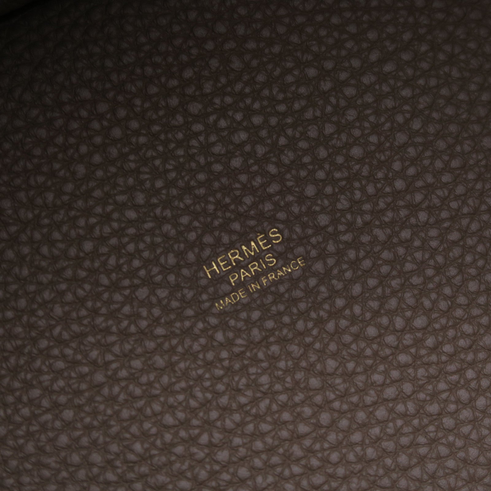 HERMES Clemence皮革Picotin PM金扣手挽袋大象灰色