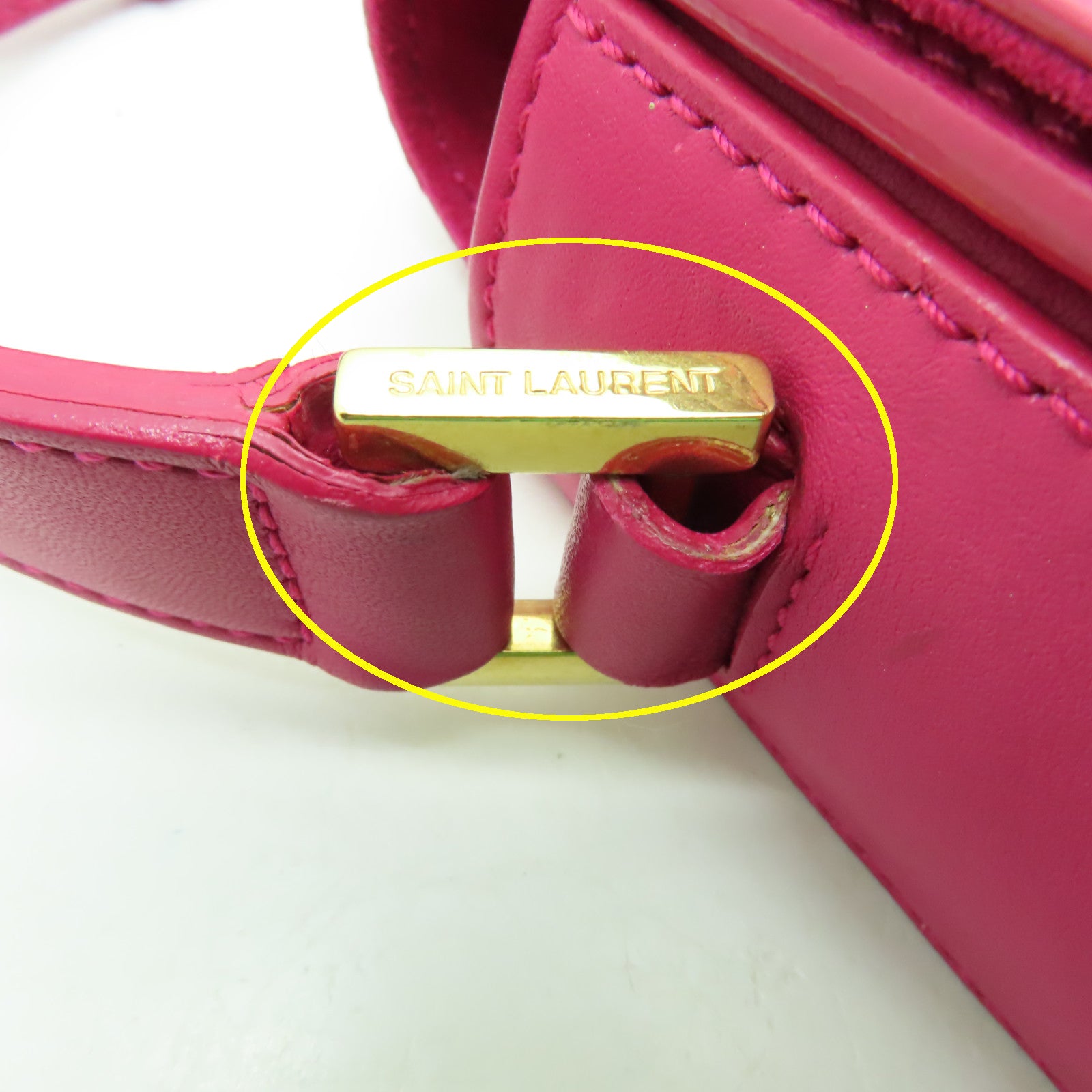 SAINT LAURENT 牛皮皮革Classic Y金扣肩背袋粉紅色