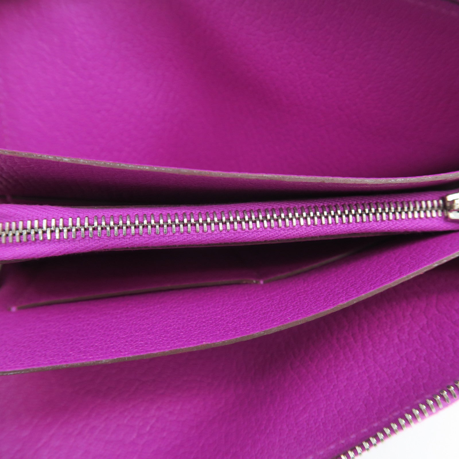 HERMES Chevre Leather Remix ID Silver Buckle Clutch Purple