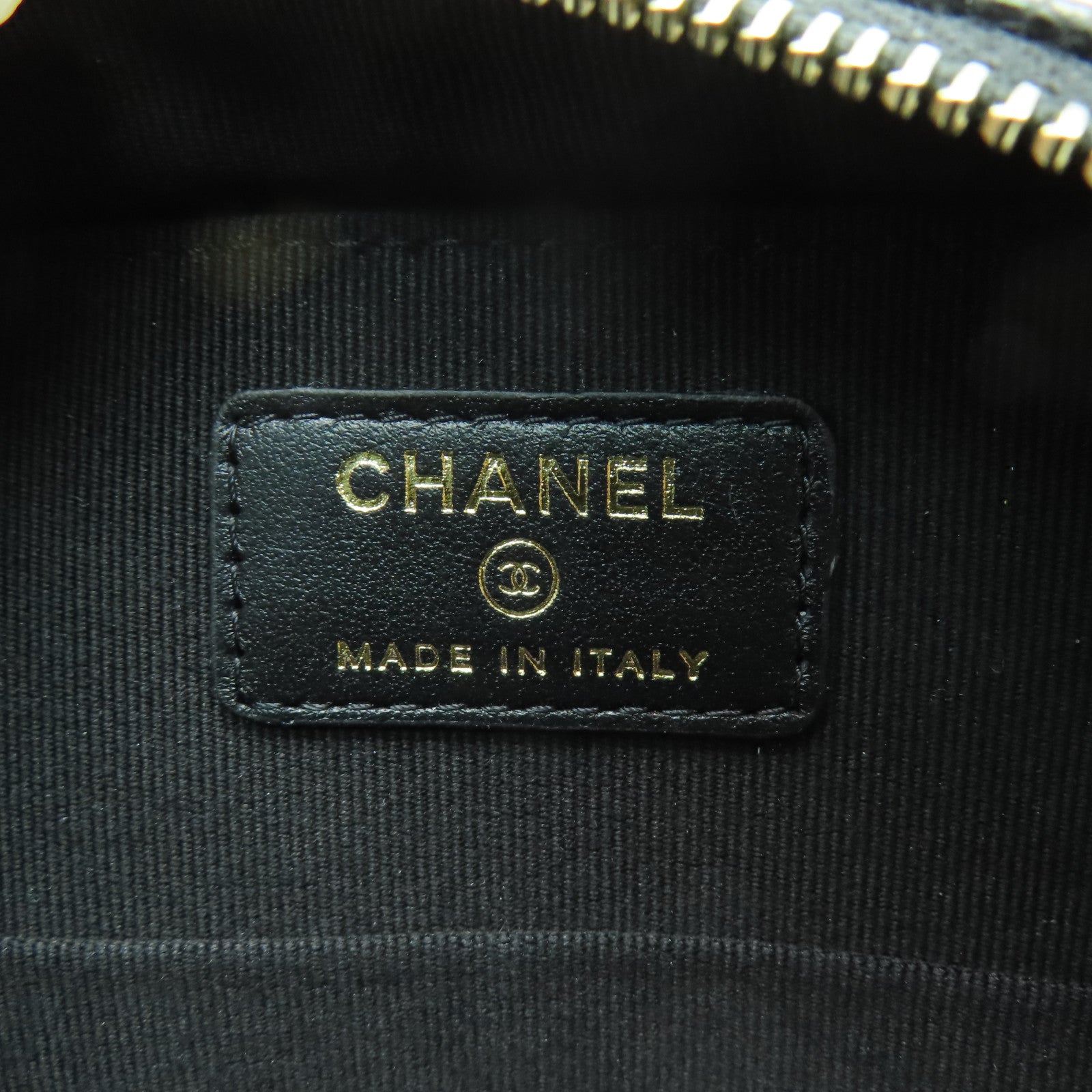 CHANEL 菱格Caviar皮革Mini Chain Shoulder金扣鏈帶肩背袋黑色