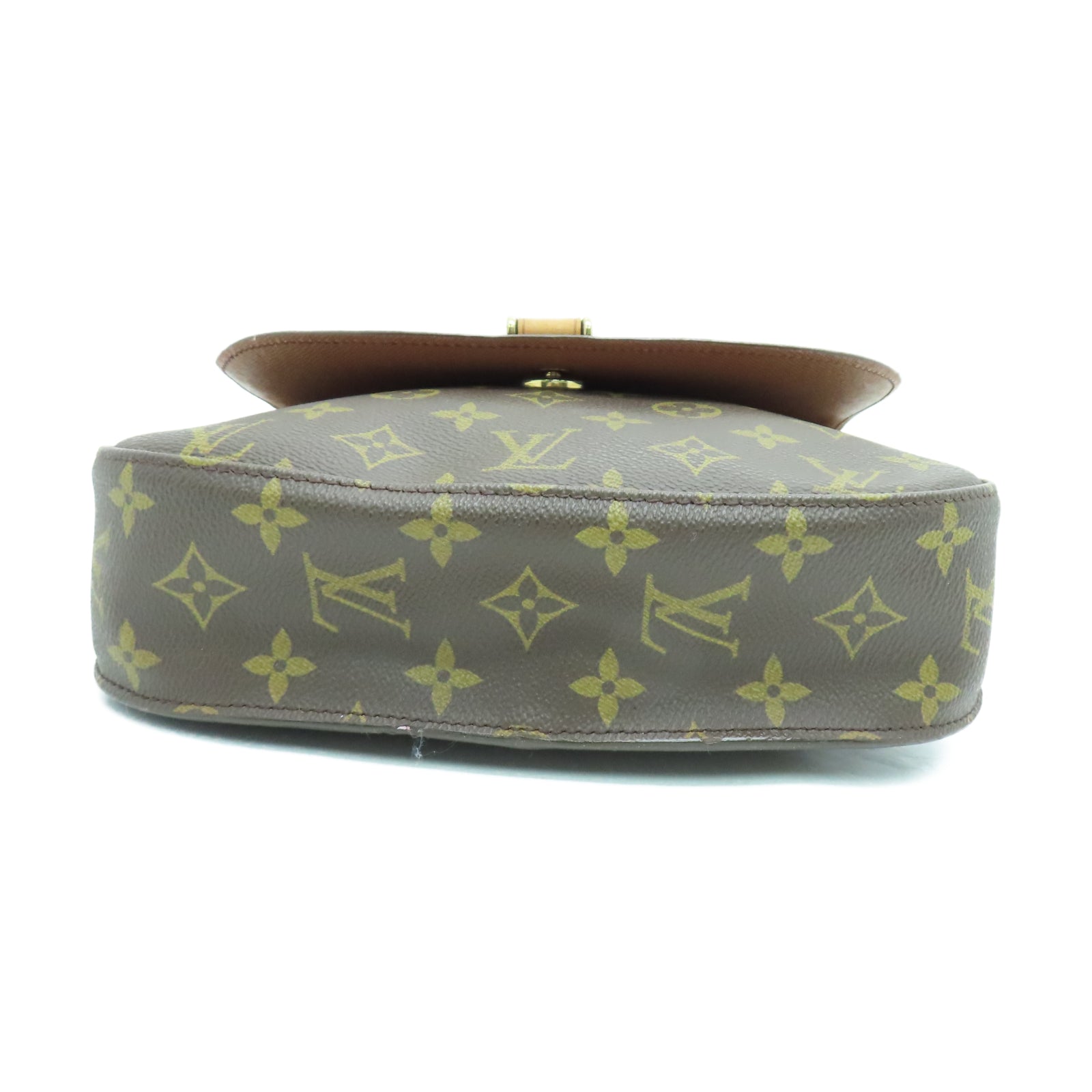 LOUIS VUITTON Monogram Saint Cloud Gold Buckle Shoulder Bag Brown