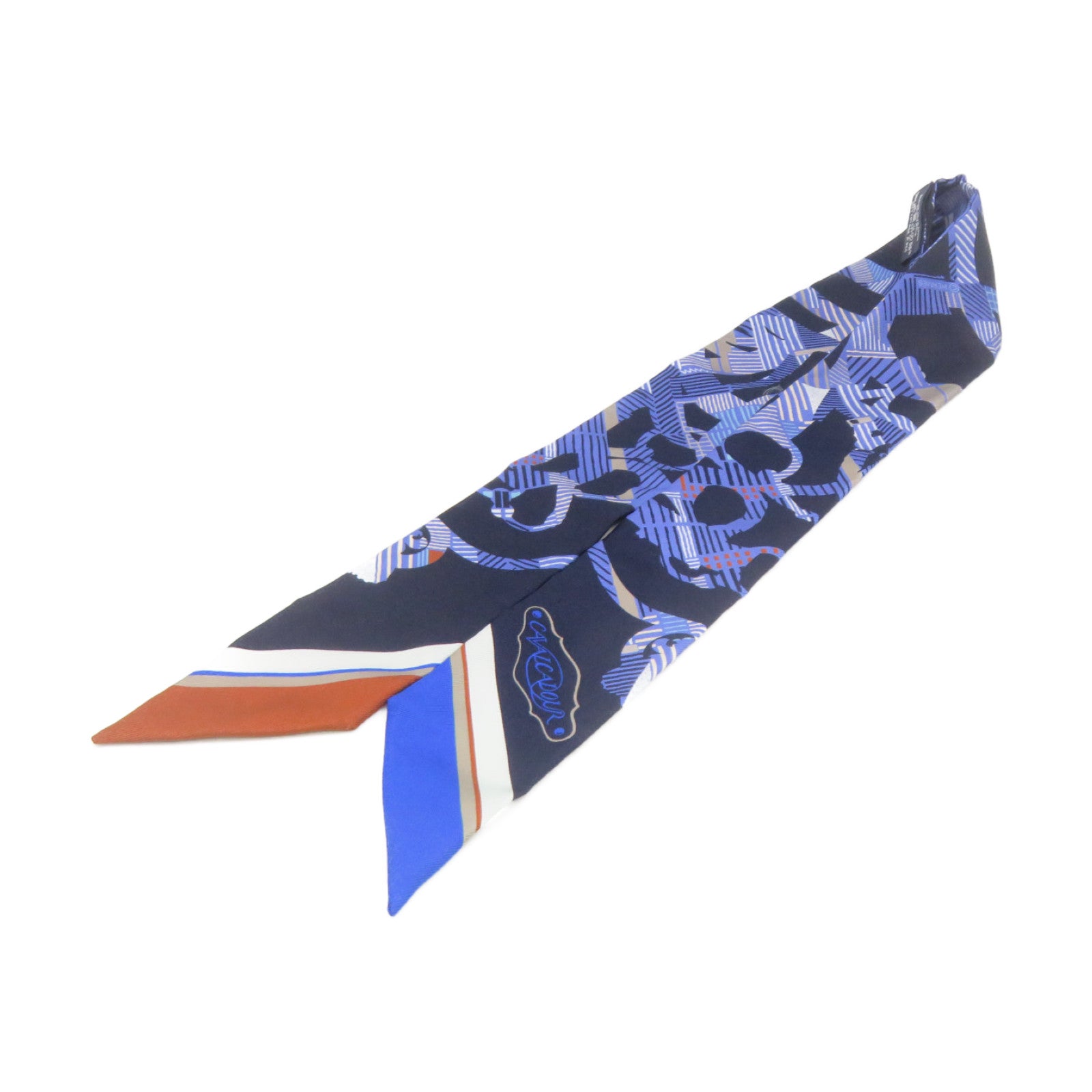 HERMES 絲質Twilly Scarf絲巾藍色/彩色