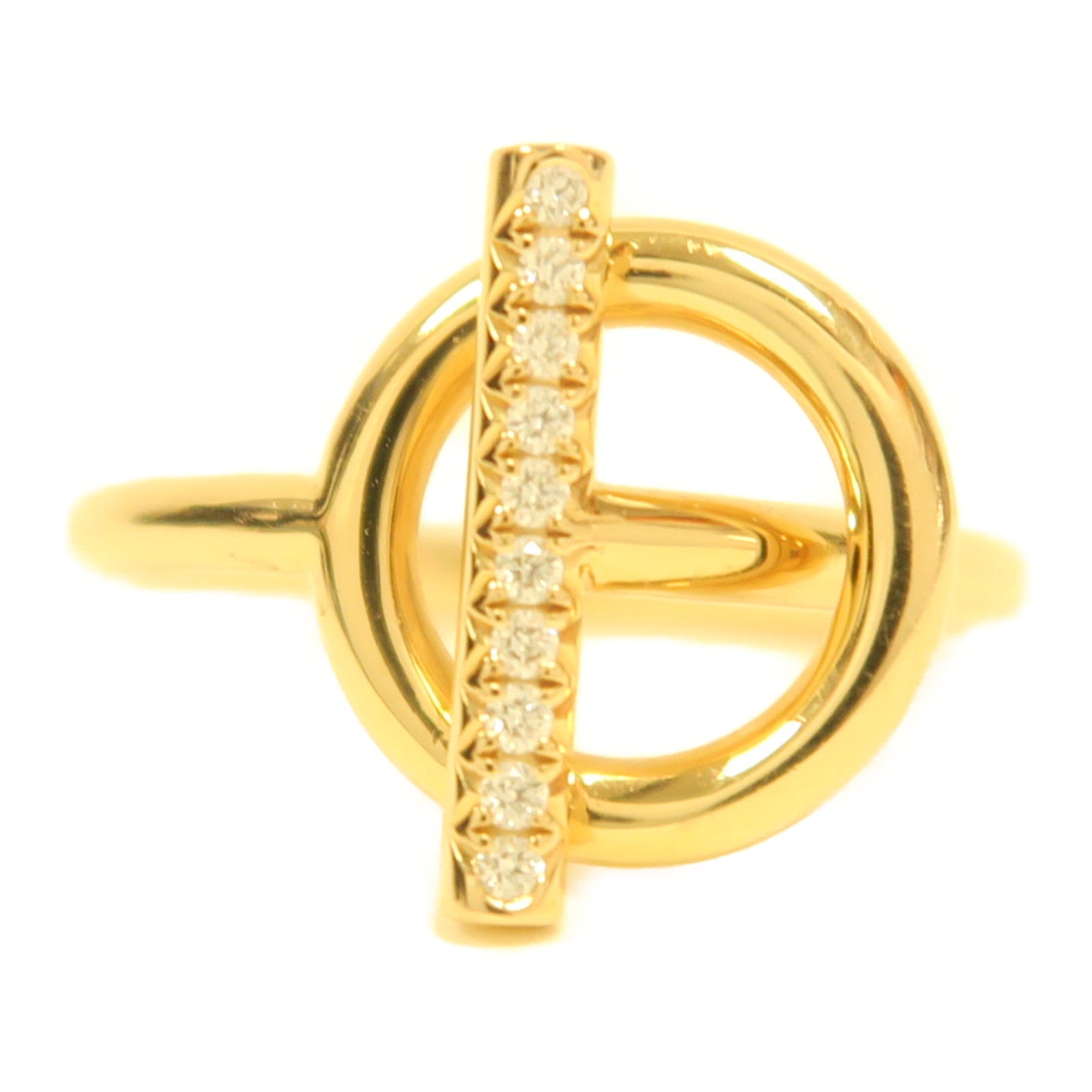 HERMES 18KEchappee Ring 0.07ct鑽石戒指金色US#5.5