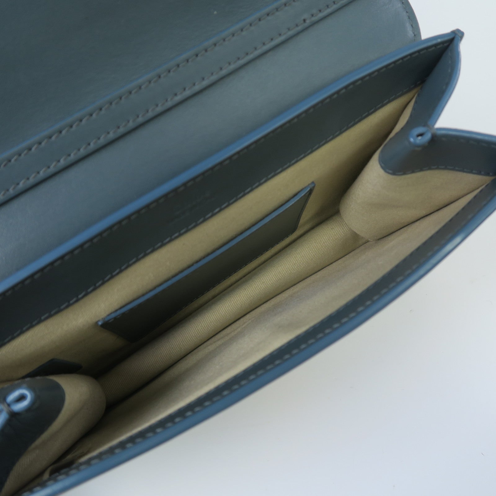 Chloe 牛皮皮革Shoulder Bag金扣肩背袋藍色