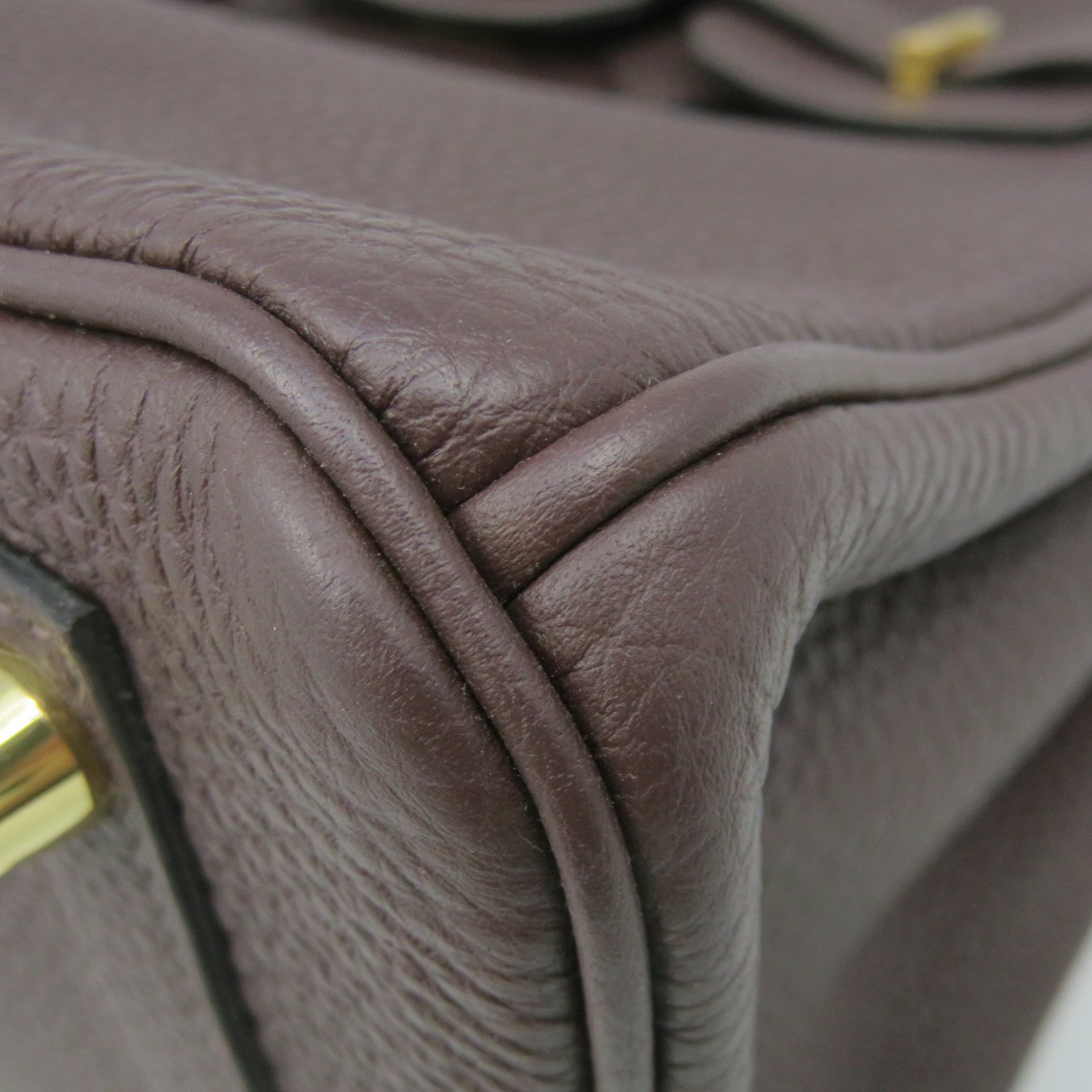 HERMES Togo Leather Birkin 25 Hand Bag Gold Buckle Hand Bag Chocolate Brown