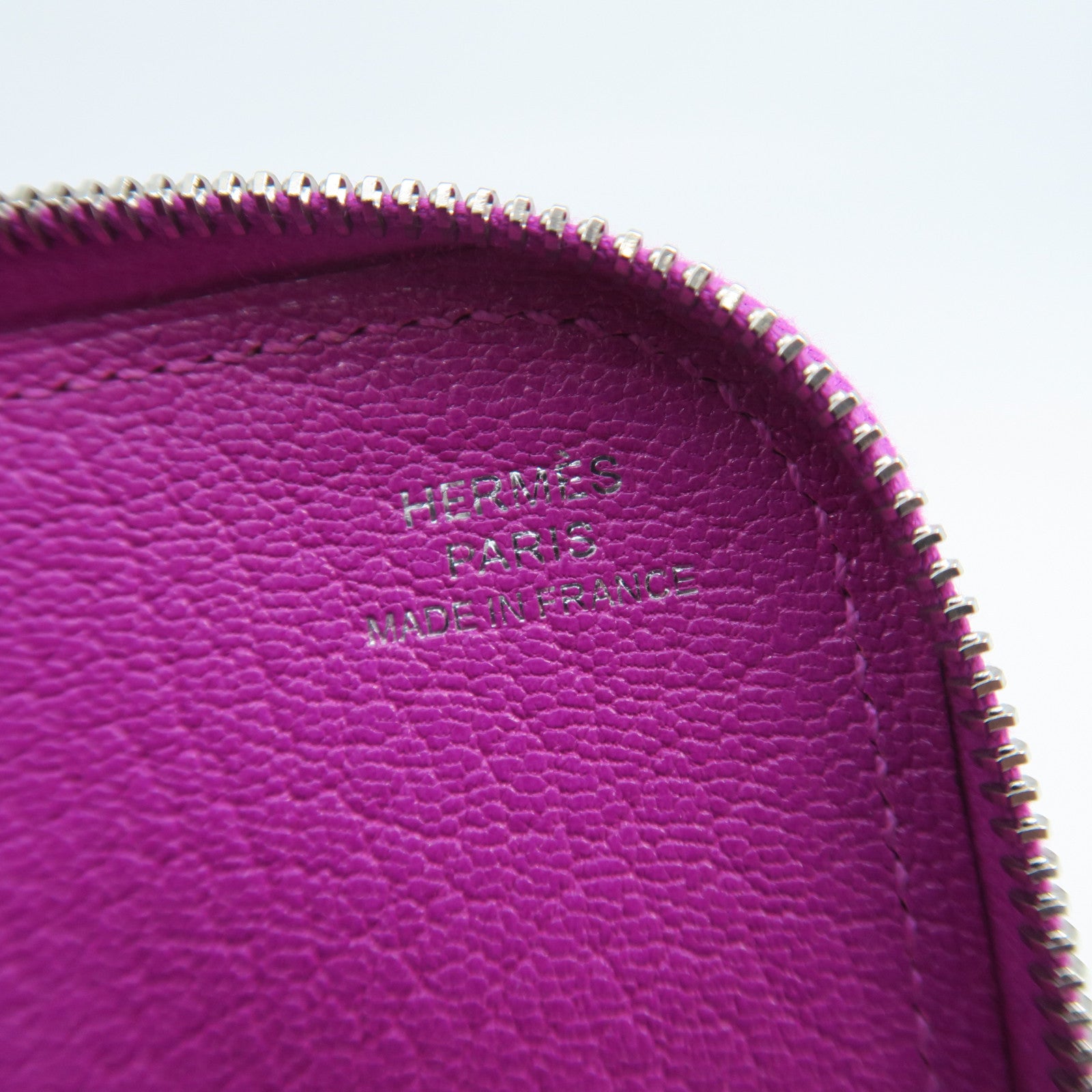 HERMES Chevre Leather Remix ID Silver Buckle Clutch Purple