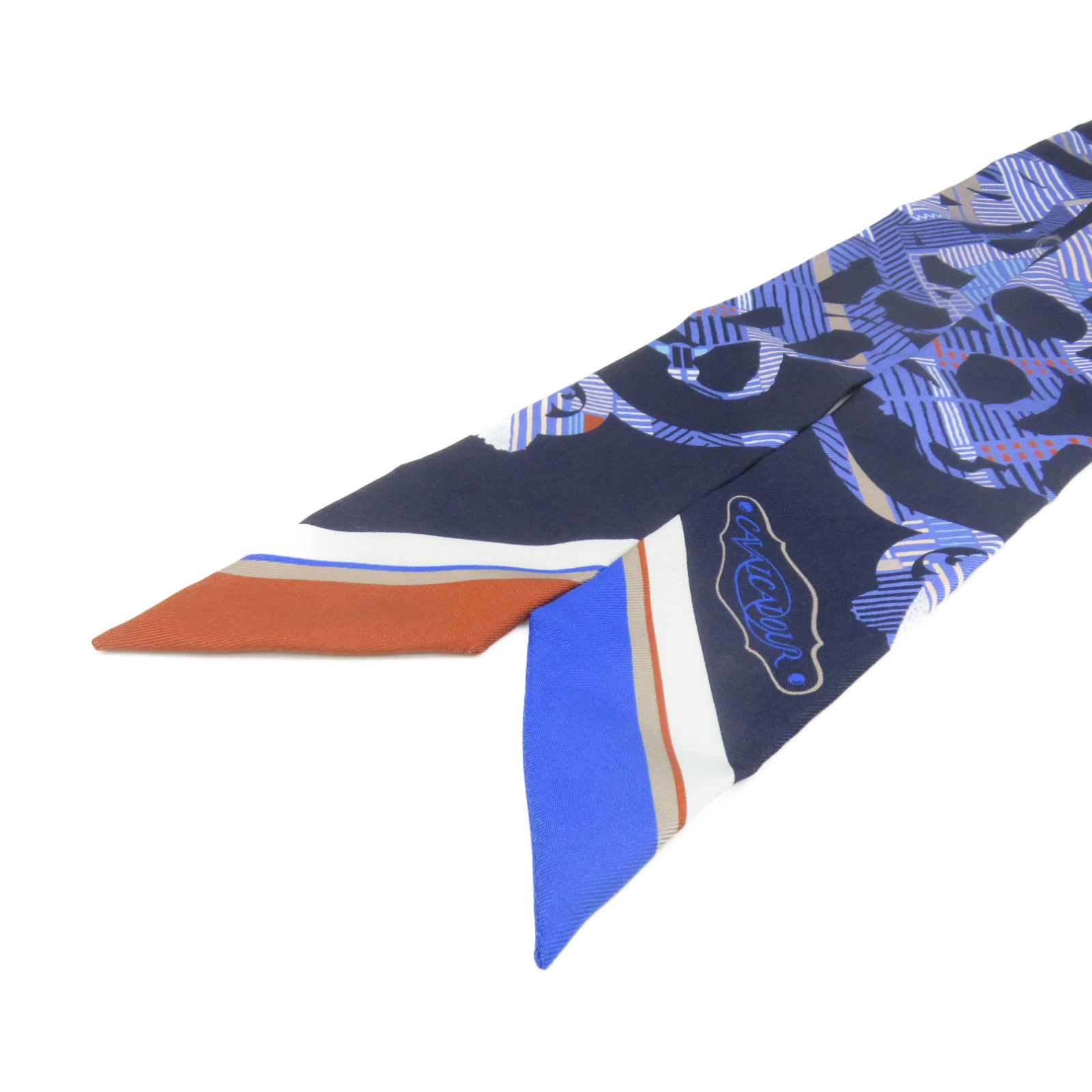 HERMES 絲質Twilly Scarf絲巾藍色/彩色
