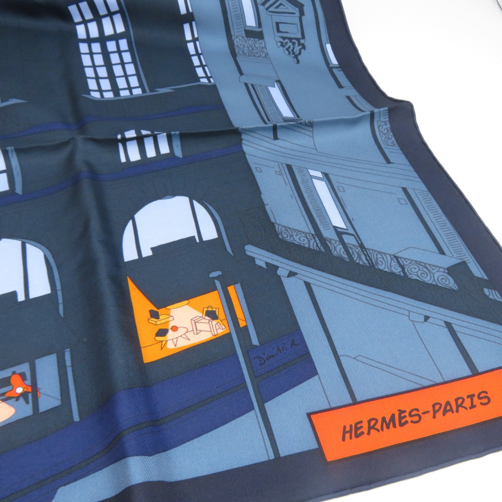HERMES 絲質Scarf絲巾藍色