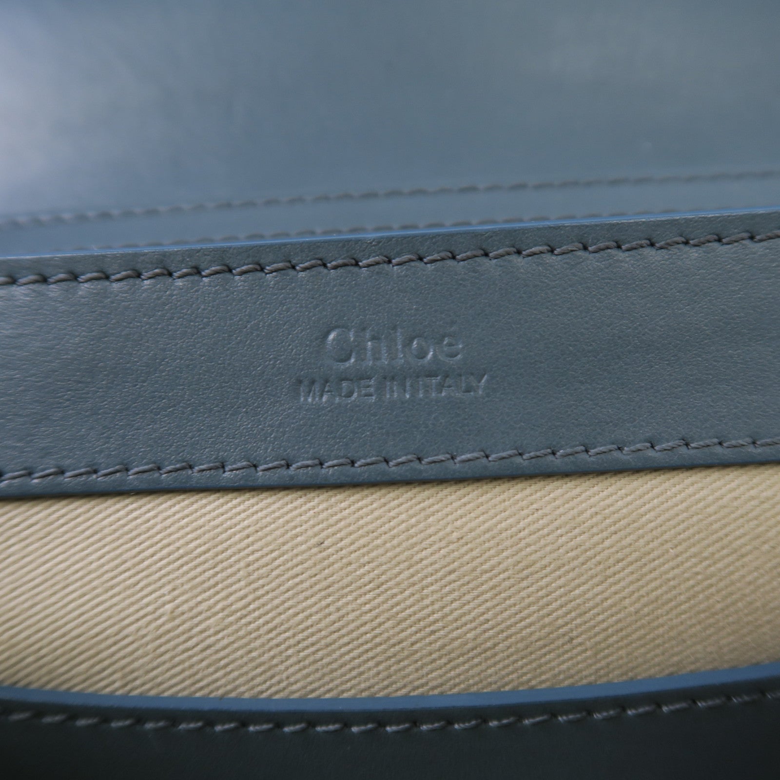 Chloe 牛皮皮革Shoulder Bag金扣肩背袋藍色