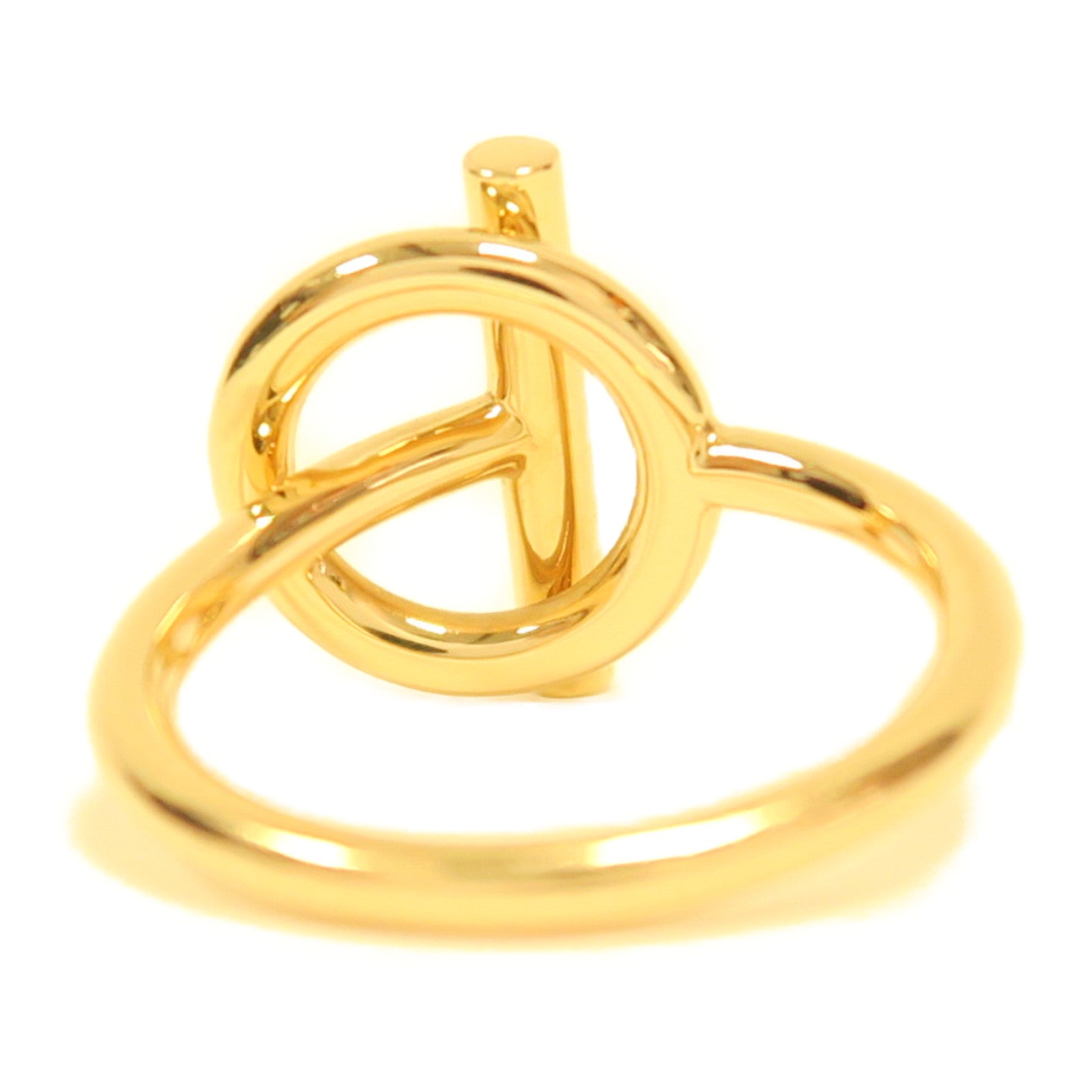 HERMES 18KEchappee Ring 0.07ct鑽石戒指金色US#5.5