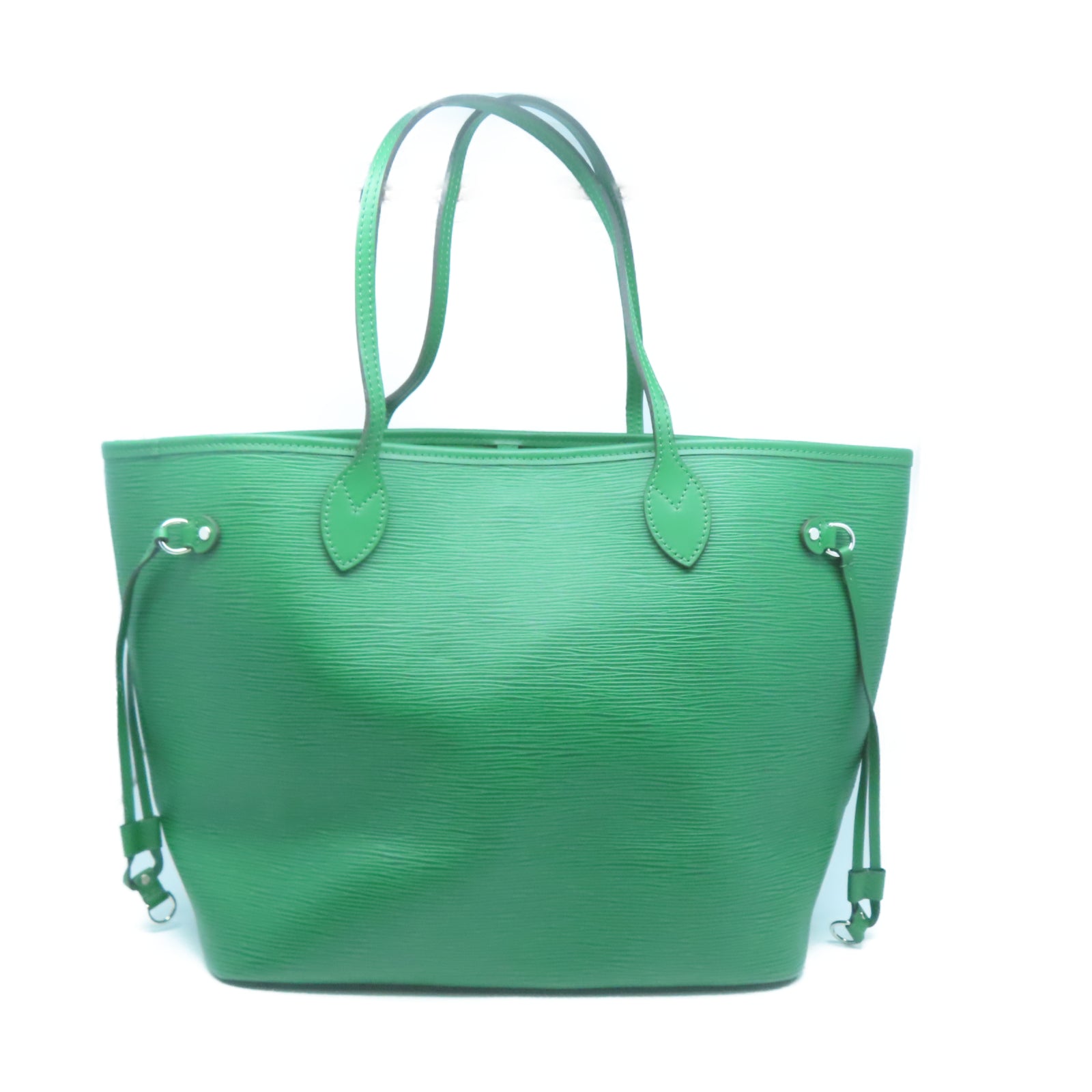 LOUIS VUITTON Epi Neverfull MM銀扣手挽袋綠色