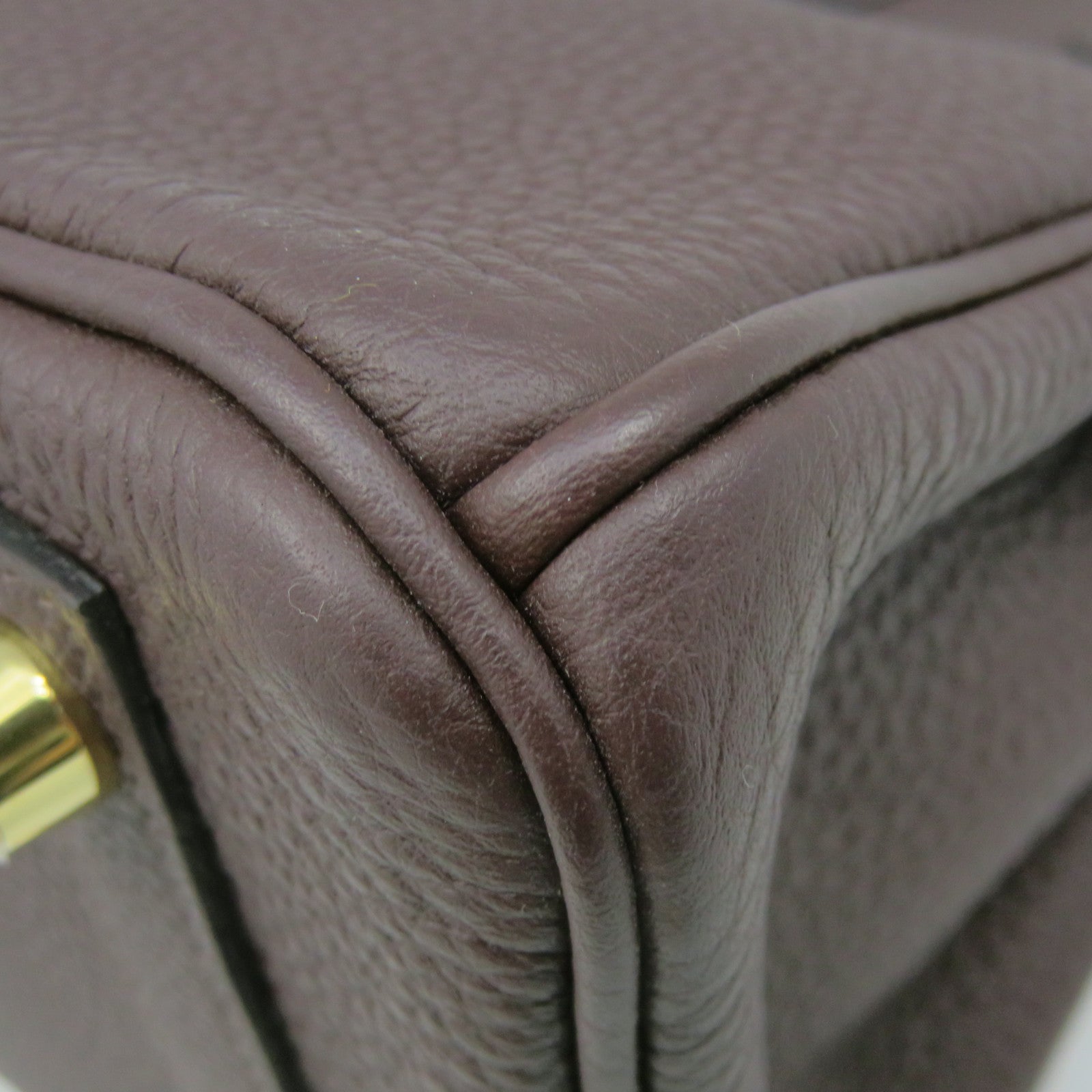 HERMES Togo Leather Birkin 25 Hand Bag Gold Buckle Hand Bag Chocolate Brown