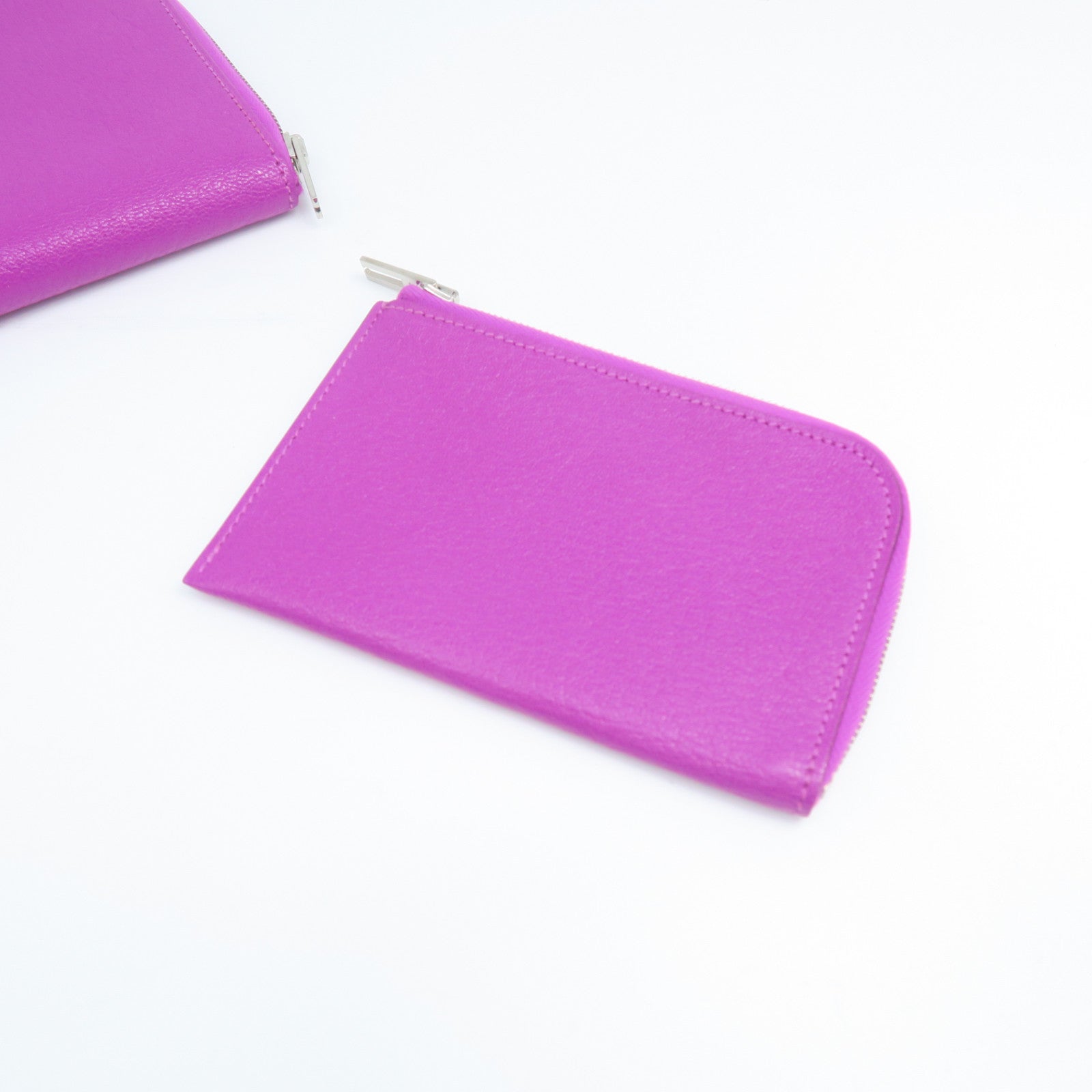 HERMES Chevre Leather Remix ID Silver Buckle Clutch Purple