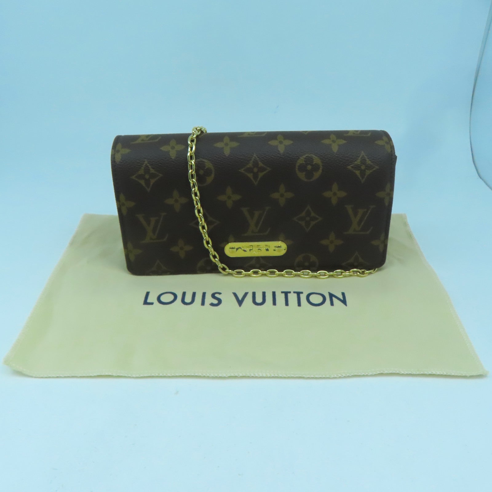 LOUIS VUITTON Monogram Wallet On Chain Lily金扣鏈帶肩背袋啡色