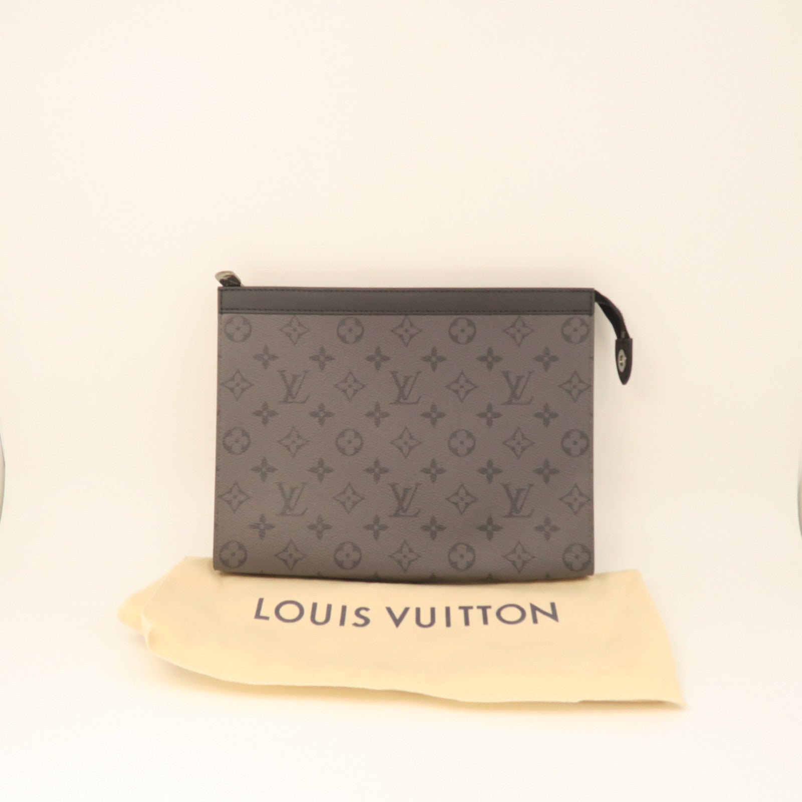 LOUIS VUITTON Monogram Pochette Voyage MM Silver Buckle Handbag Gray