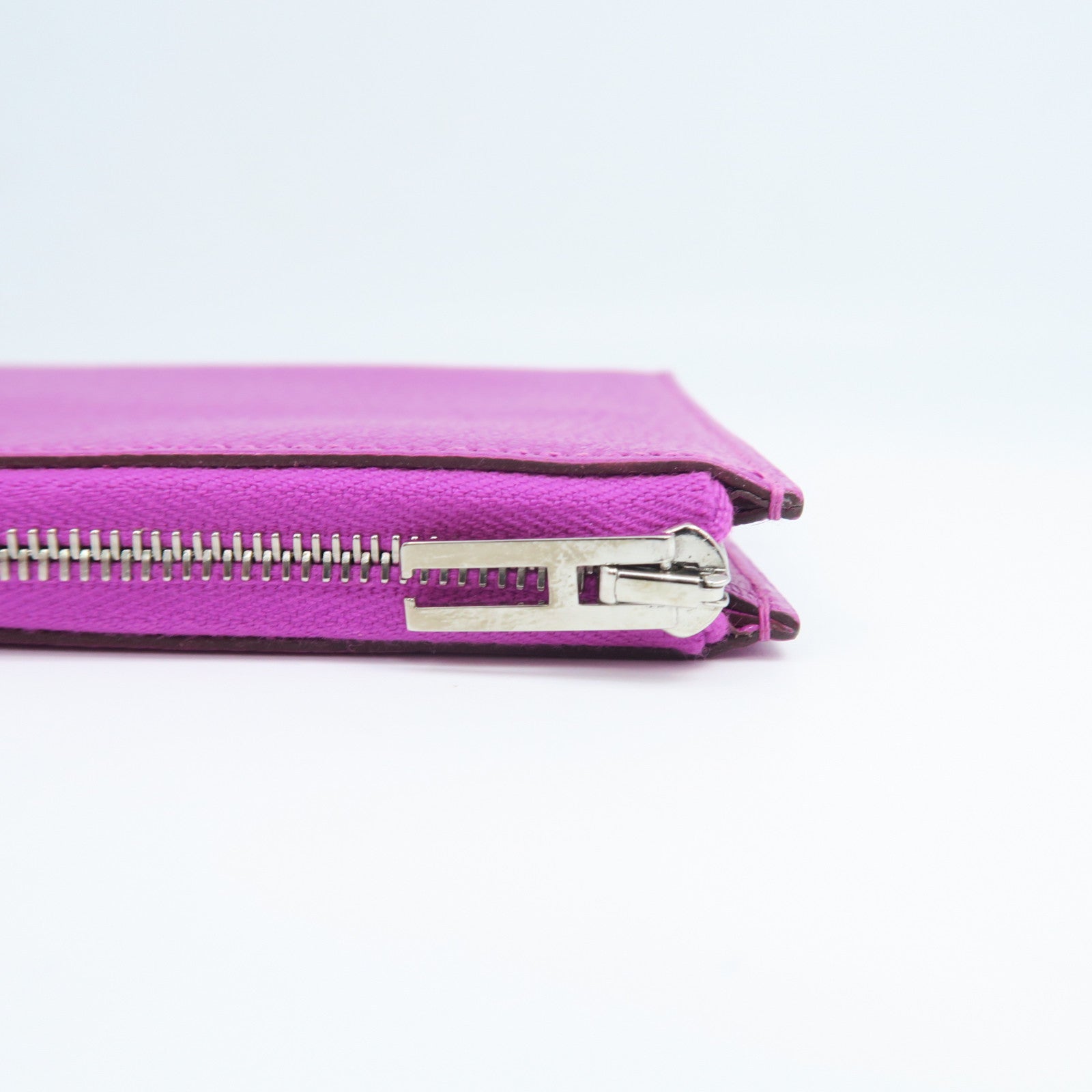 HERMES Chevre Leather Remix ID Silver Buckle Clutch Purple