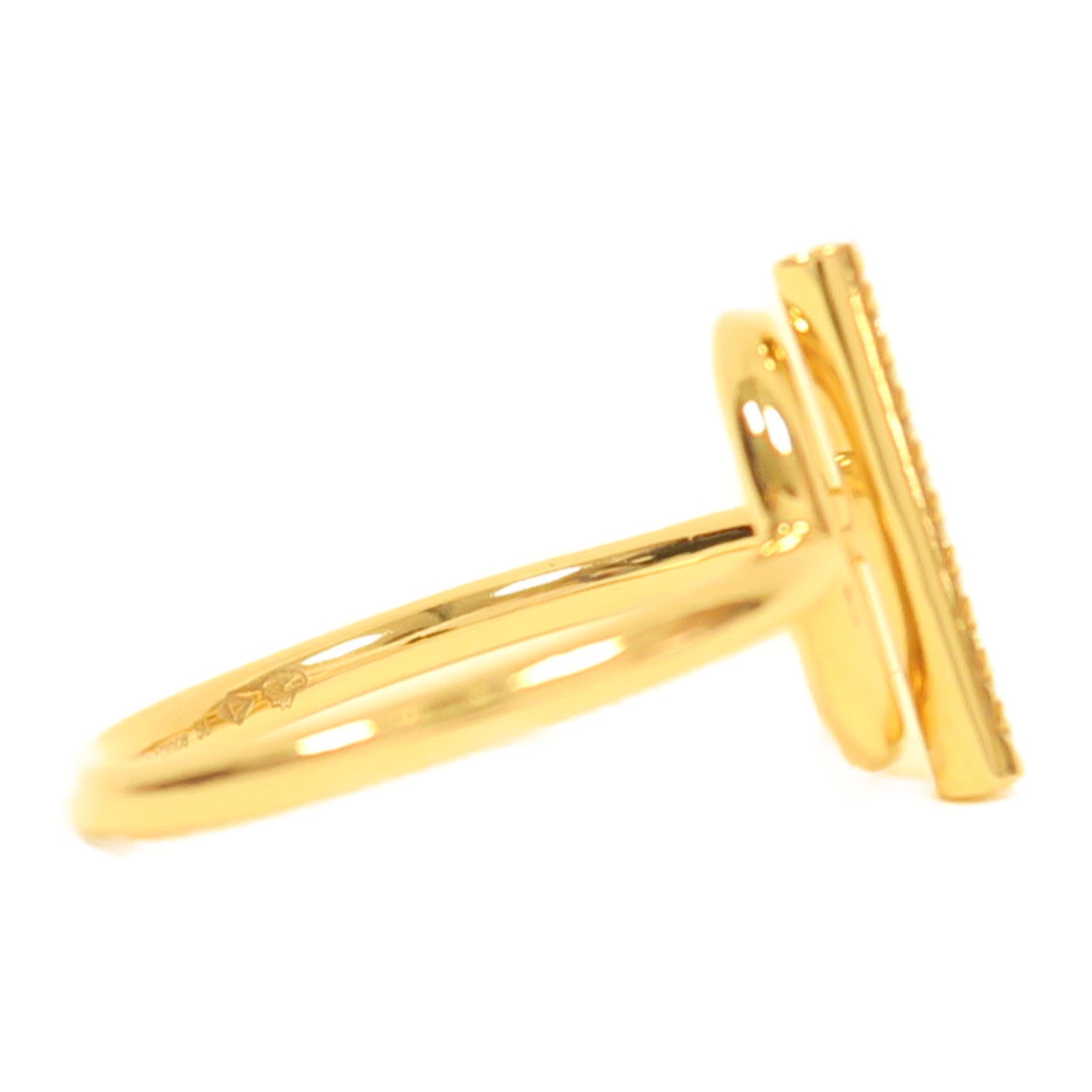 HERMES 18KEchappee Ring 0.07ct鑽石戒指金色US#5.5