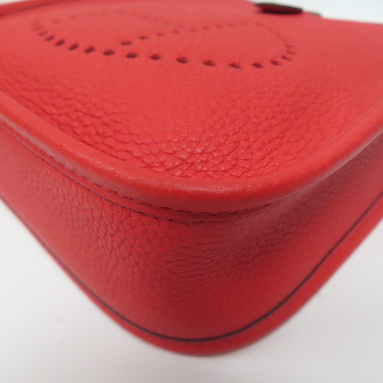 HERMES Clemence皮革Evelyne TPM銀扣肩背袋紅色