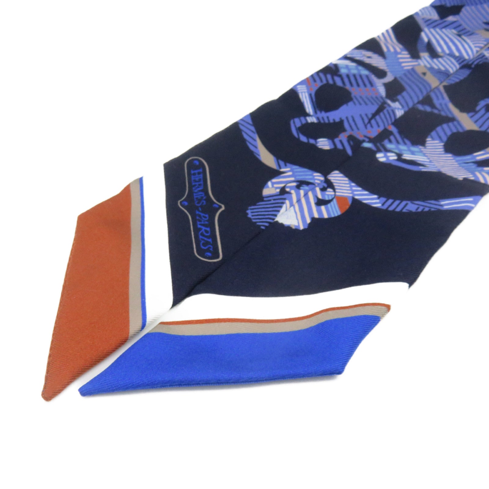 HERMES 絲質Twilly Scarf絲巾藍色/彩色