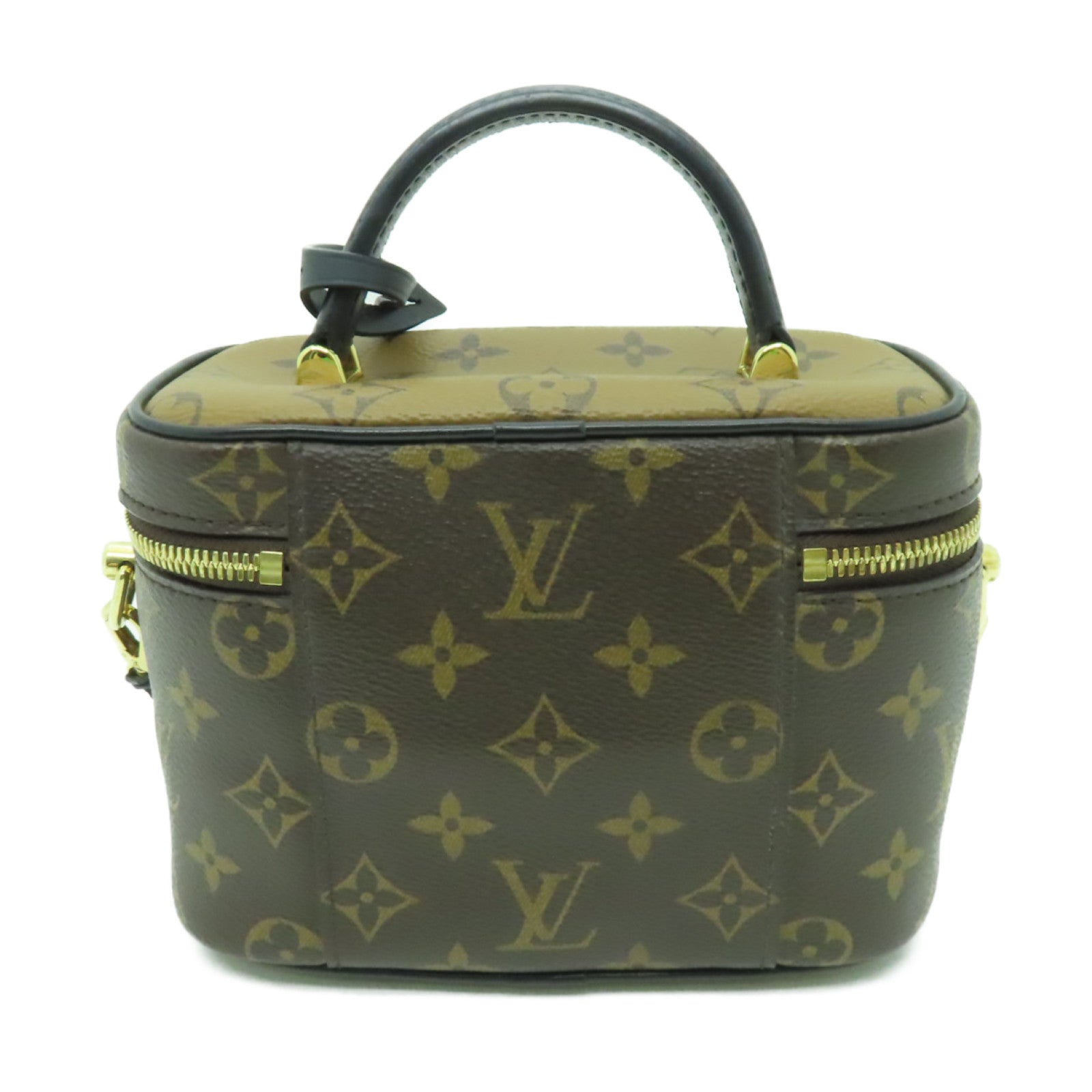 LOUIS VUITTON 【激減優惠】Monogram Vanity PM金扣手挽肩背兩用袋啡色/黑色