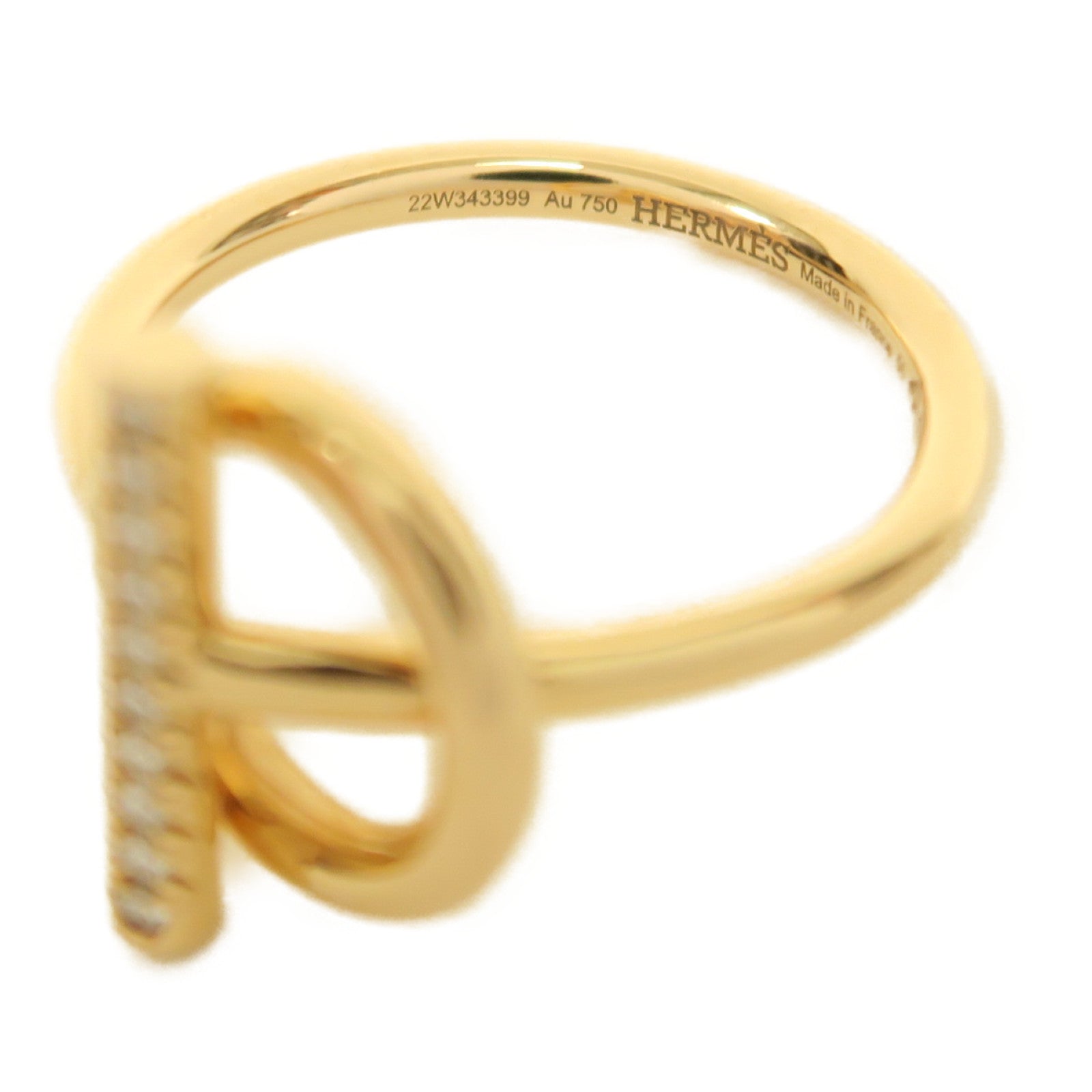 HERMES 18KEchappee Ring 0.07ct鑽石戒指金色US#5.5