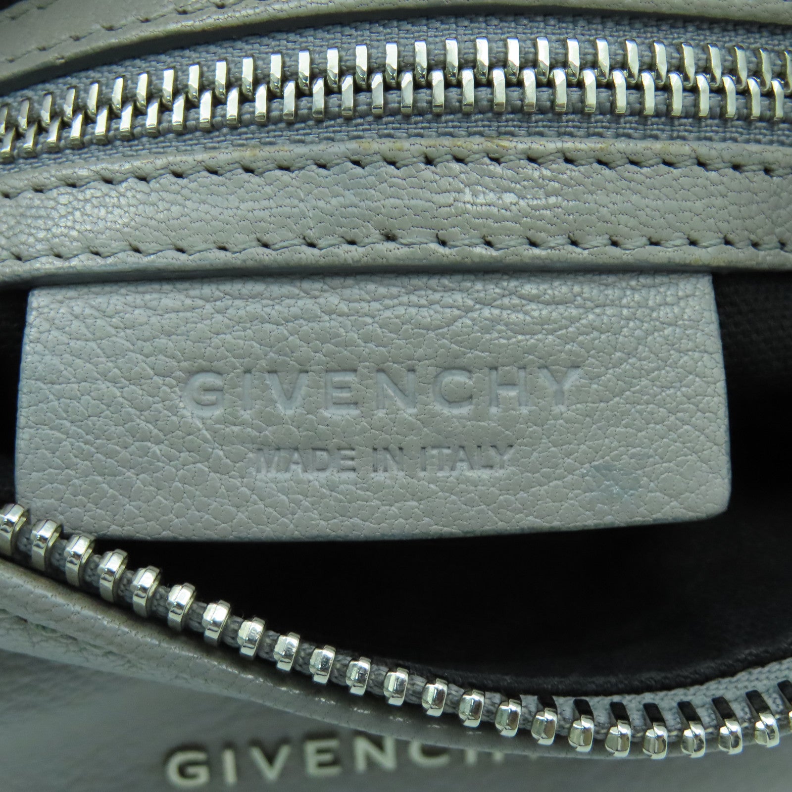 GIVENCHY 牛皮皮革Pandora銀扣手挽肩背兩用袋灰色