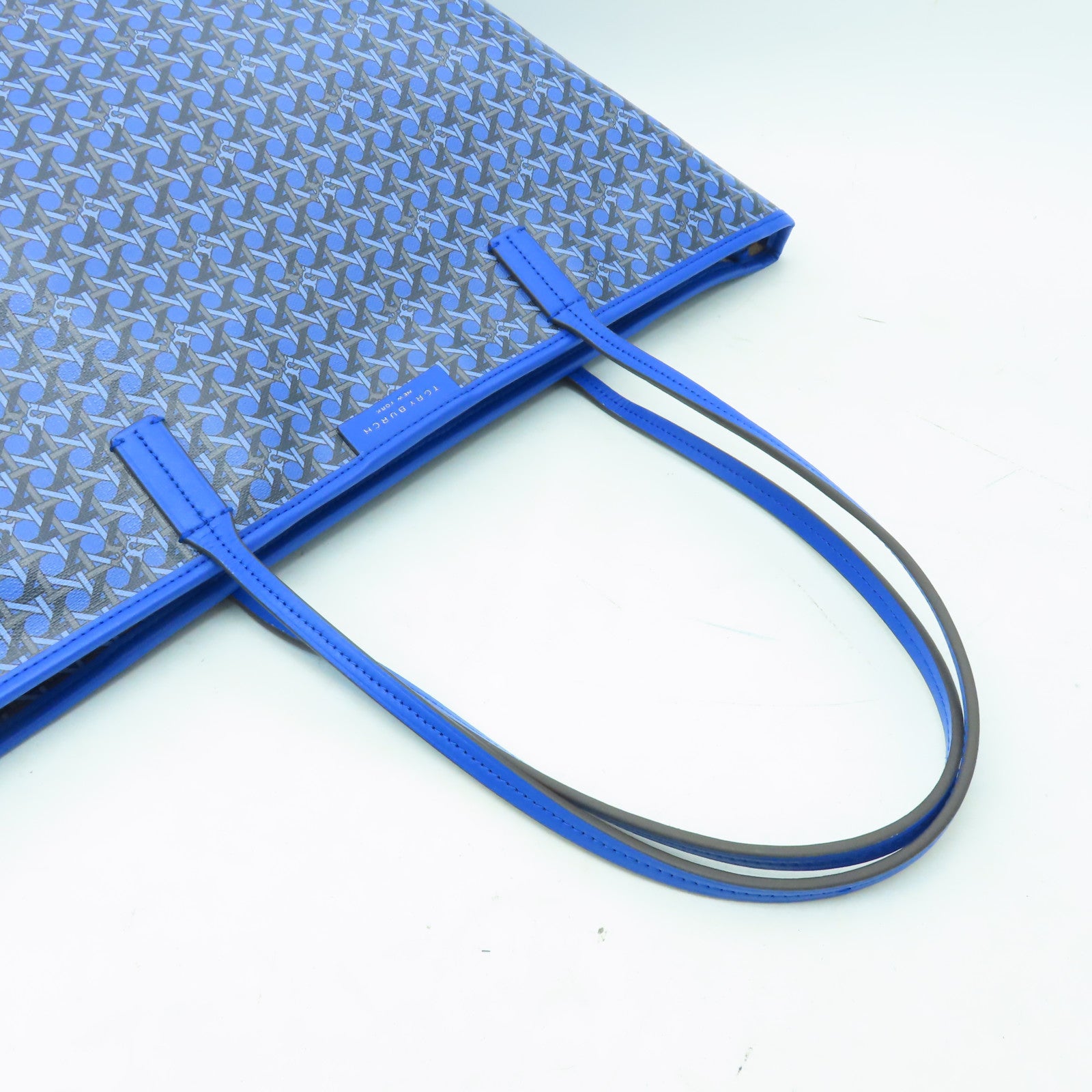 Tory Burch 塗層帆布Tote Bag金扣肩背袋藍色