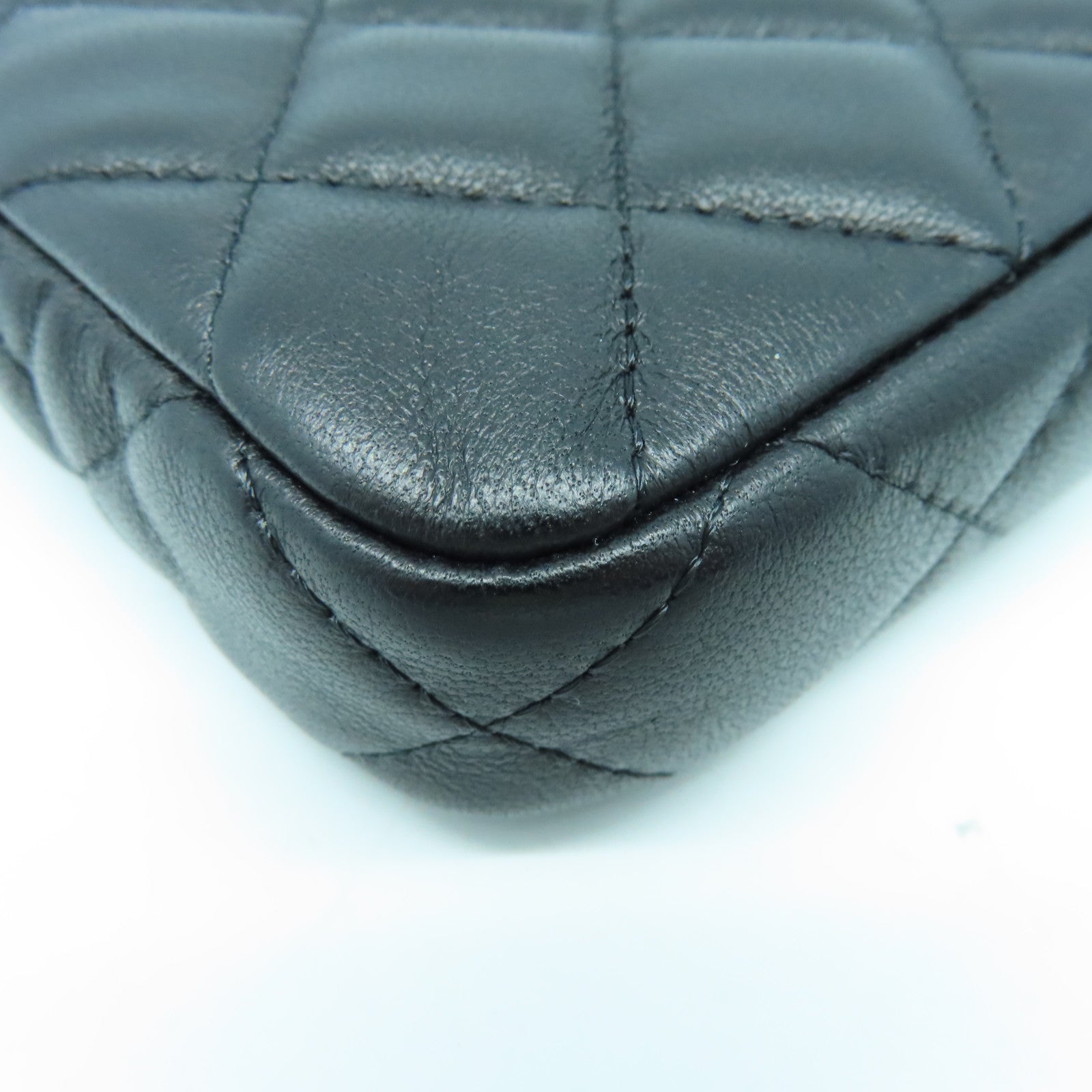 CHANEL 菱格羊皮皮革Chain Shoulder Bag金扣链带肩背袋黑色
