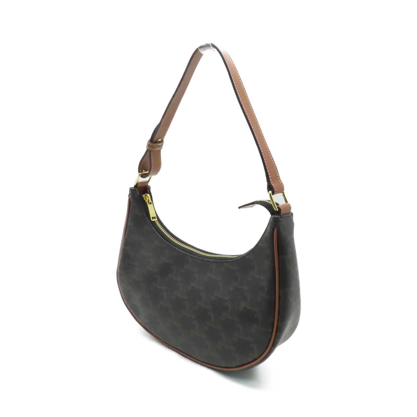 CELINE 塗層帆布Ava金扣手挽袋啡色