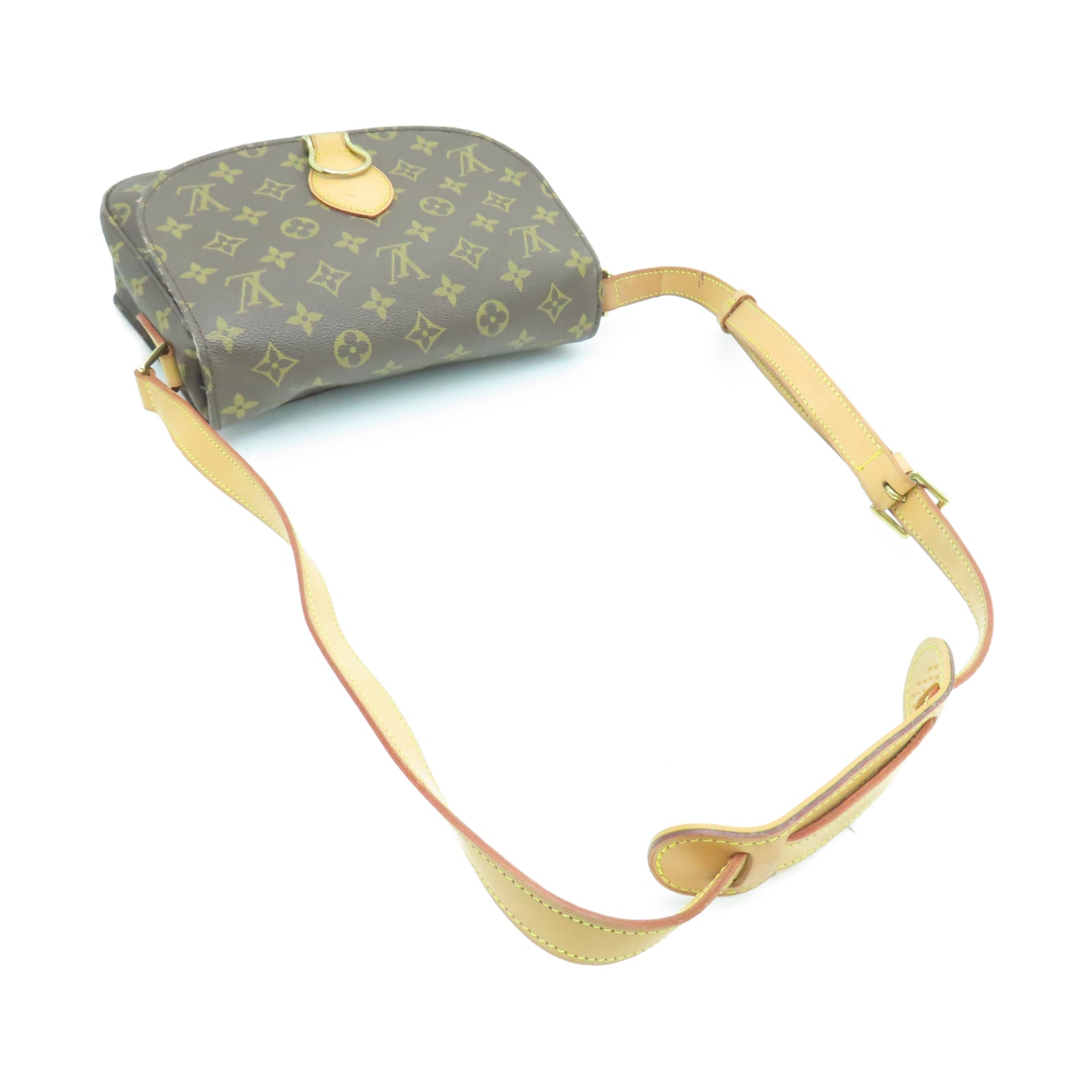 LOUIS VUITTON Monogram Saint Cloud Gold Buckle Shoulder Bag Brown