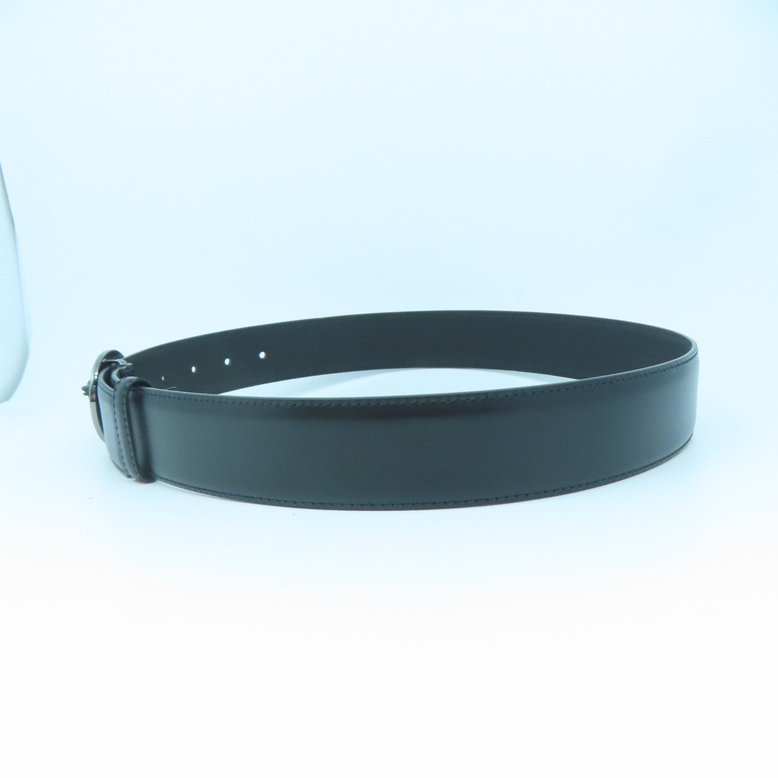 VERSACE 牛皮皮革Belt 80cm銀扣皮帶黑色