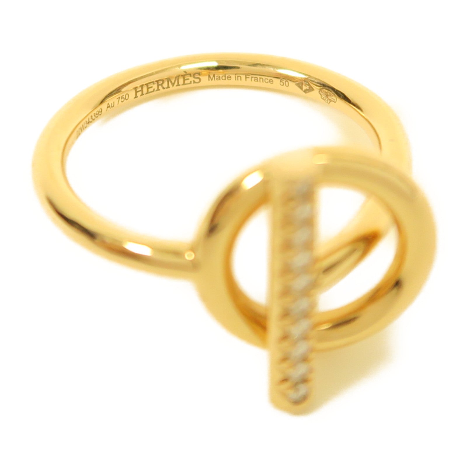 HERMES 18KEchappee Ring 0.07ct鑽石戒指金色US#5.5