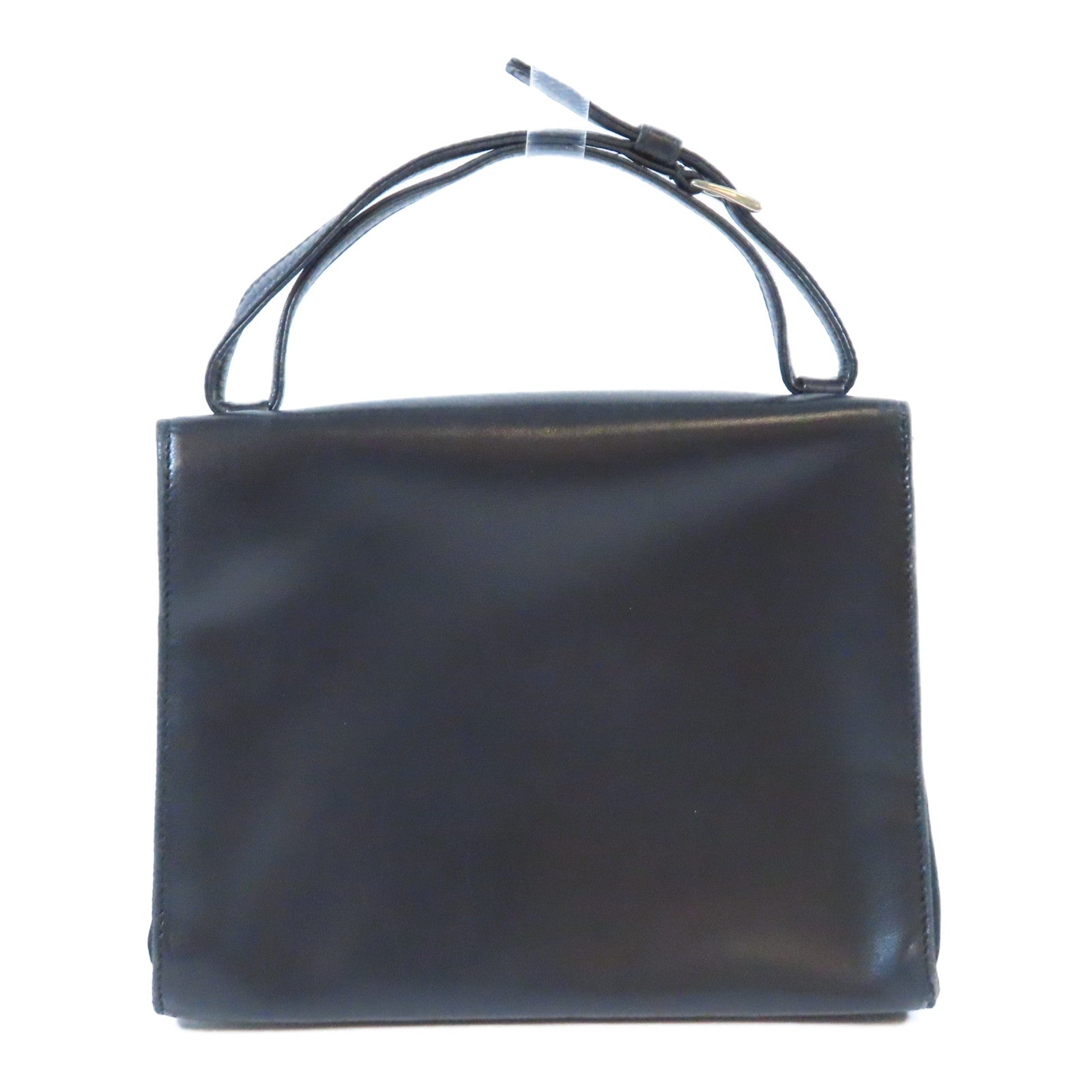 PRADA 牛皮皮革Handbag銀扣手挽袋黑色
