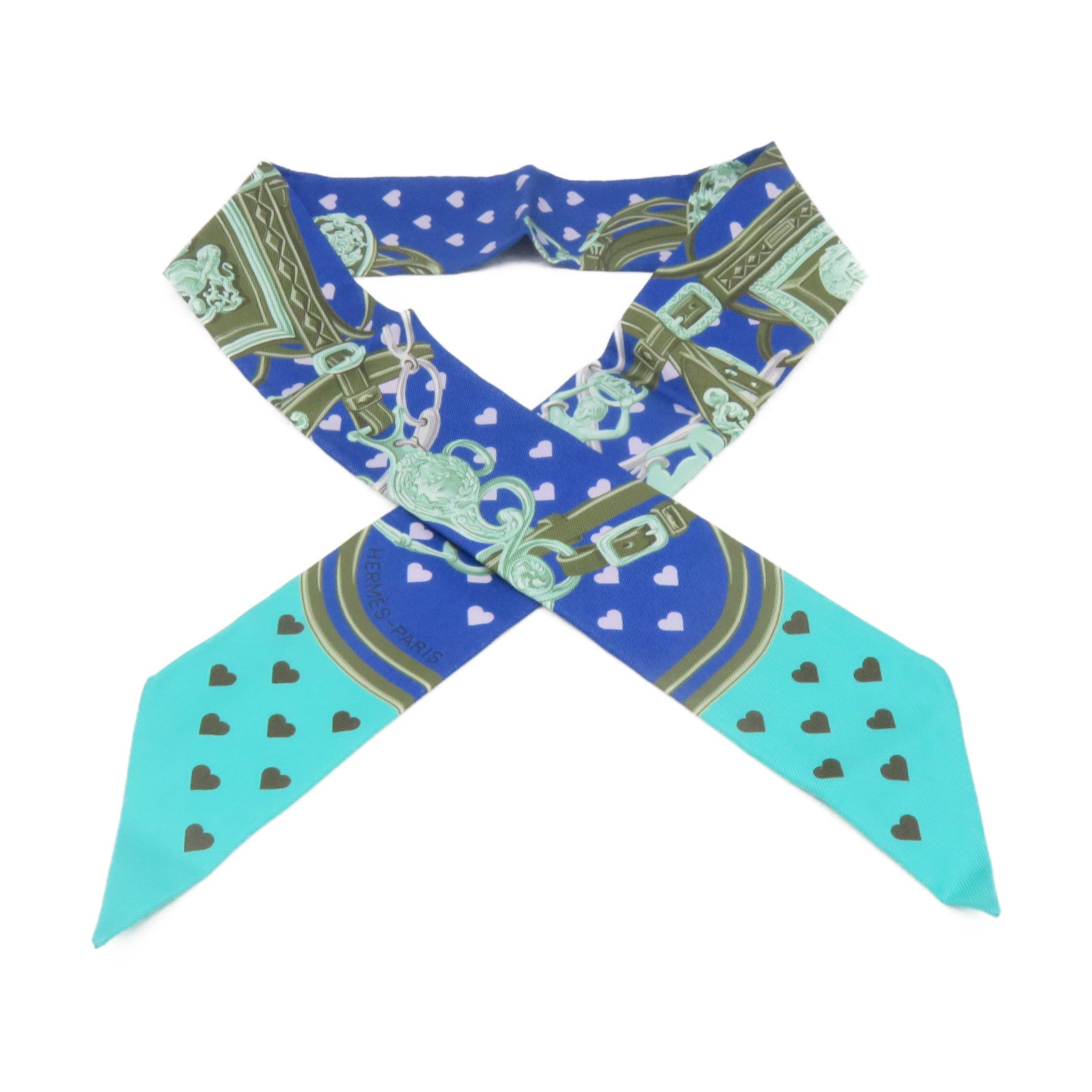 HERMES 【激減優惠】絲質Twilly Scarf絲巾藍色/綠色/紫色/彩色