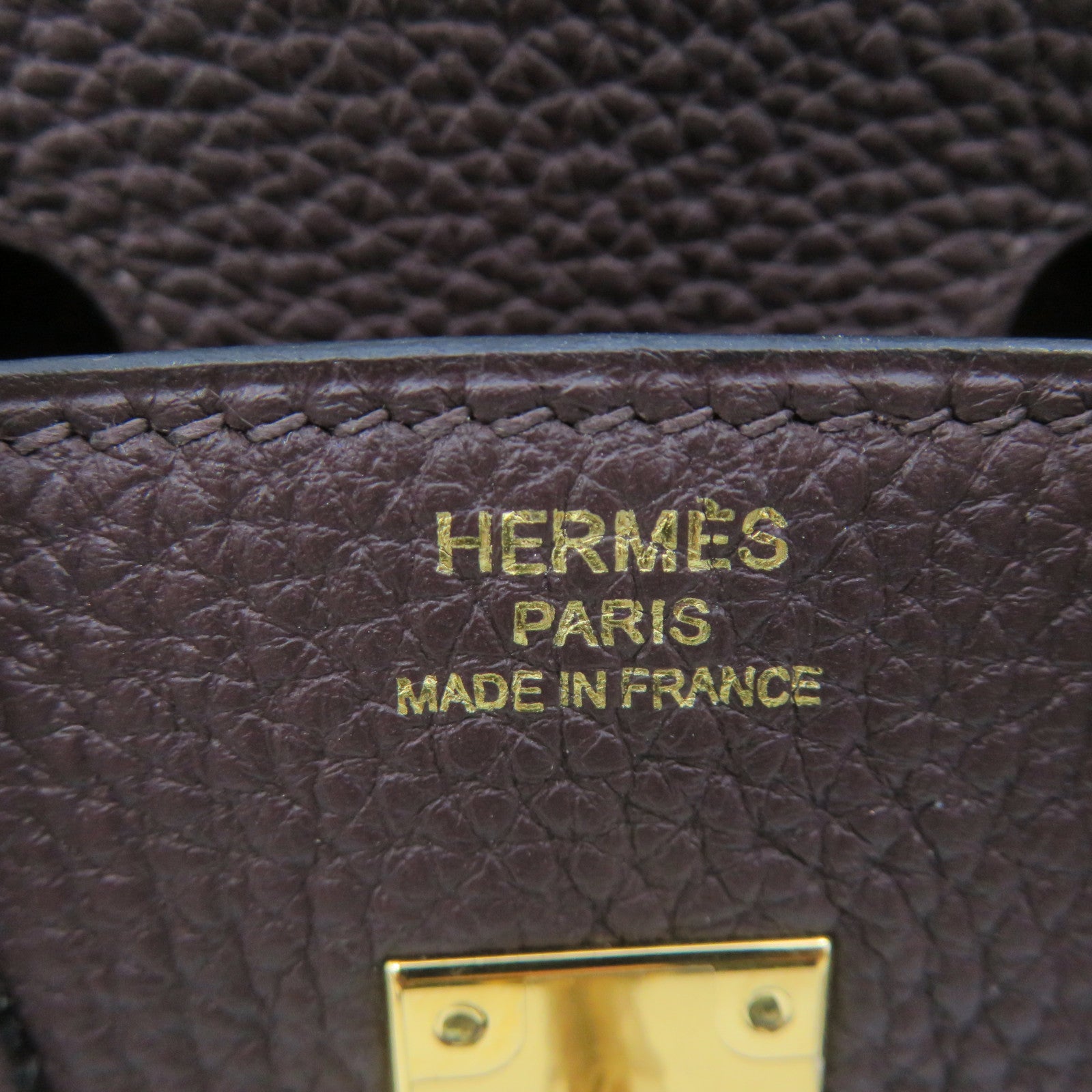 HERMES Togo Leather Birkin 25 Hand Bag Gold Buckle Hand Bag Chocolate Brown