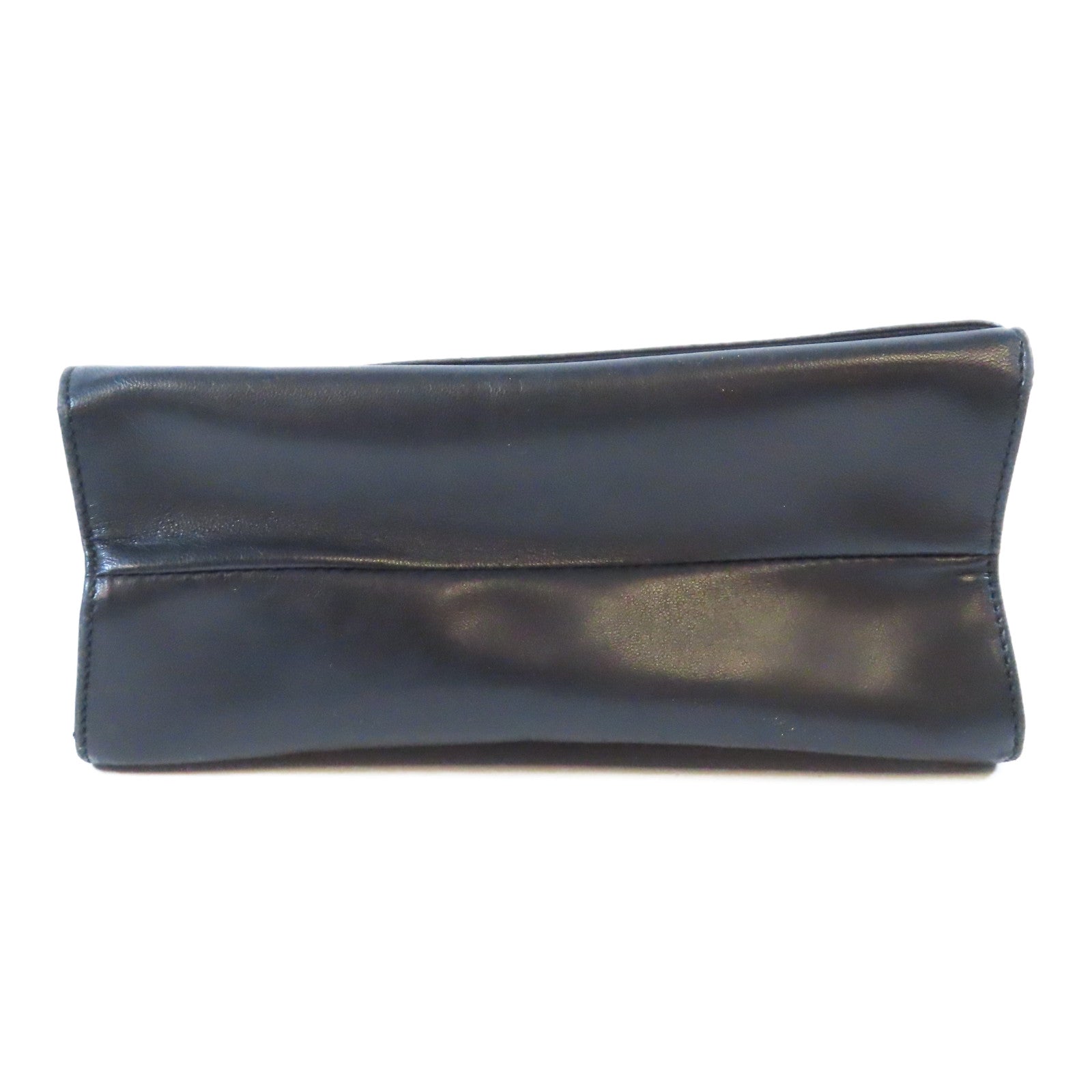 PRADA 牛皮皮革Handbag銀扣手挽袋黑色