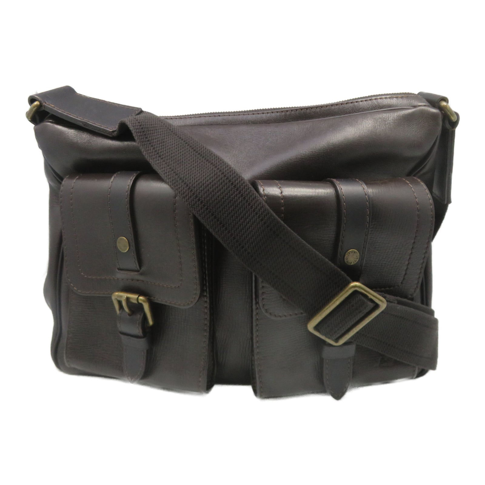 LOUIS VUITTON 牛皮皮革Whichita金扣肩背袋棕色