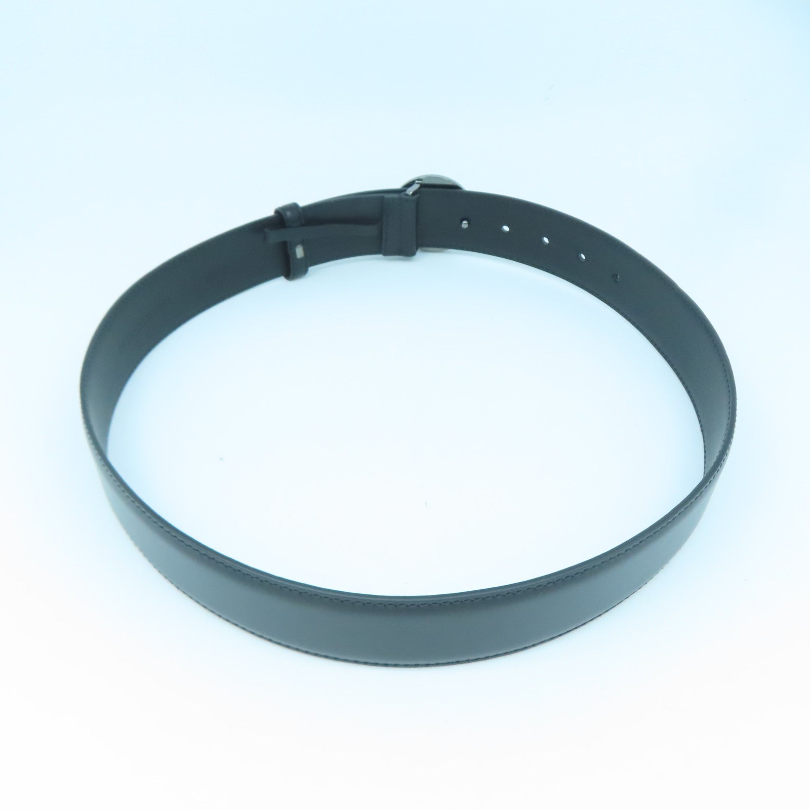VERSACE 牛皮皮革Belt 80cm銀扣皮帶黑色