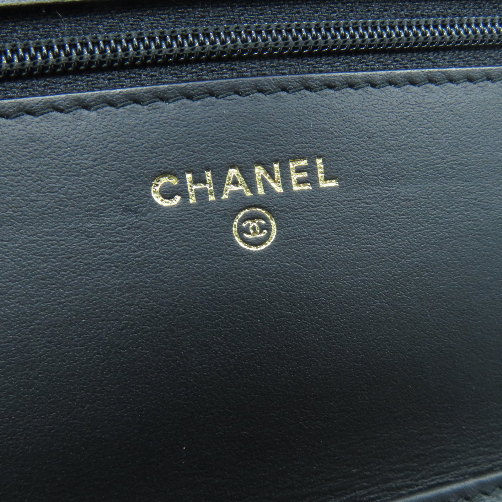 CHANEL 菱格牛皮皮革Wallet On Chain金扣鏈帶肩背袋黑色