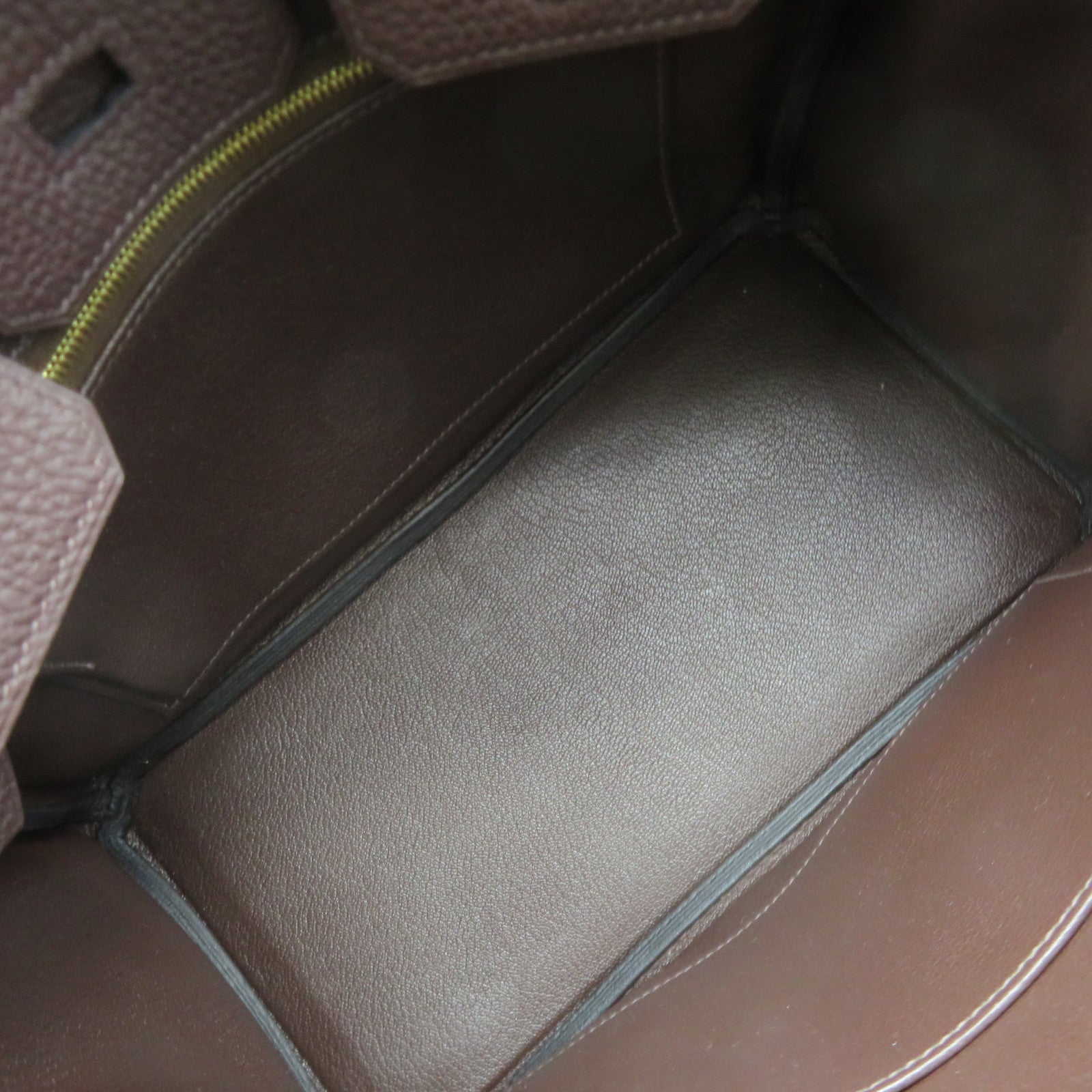 HERMES Togo Leather Birkin 25 Hand Bag Gold Buckle Hand Bag Chocolate Brown