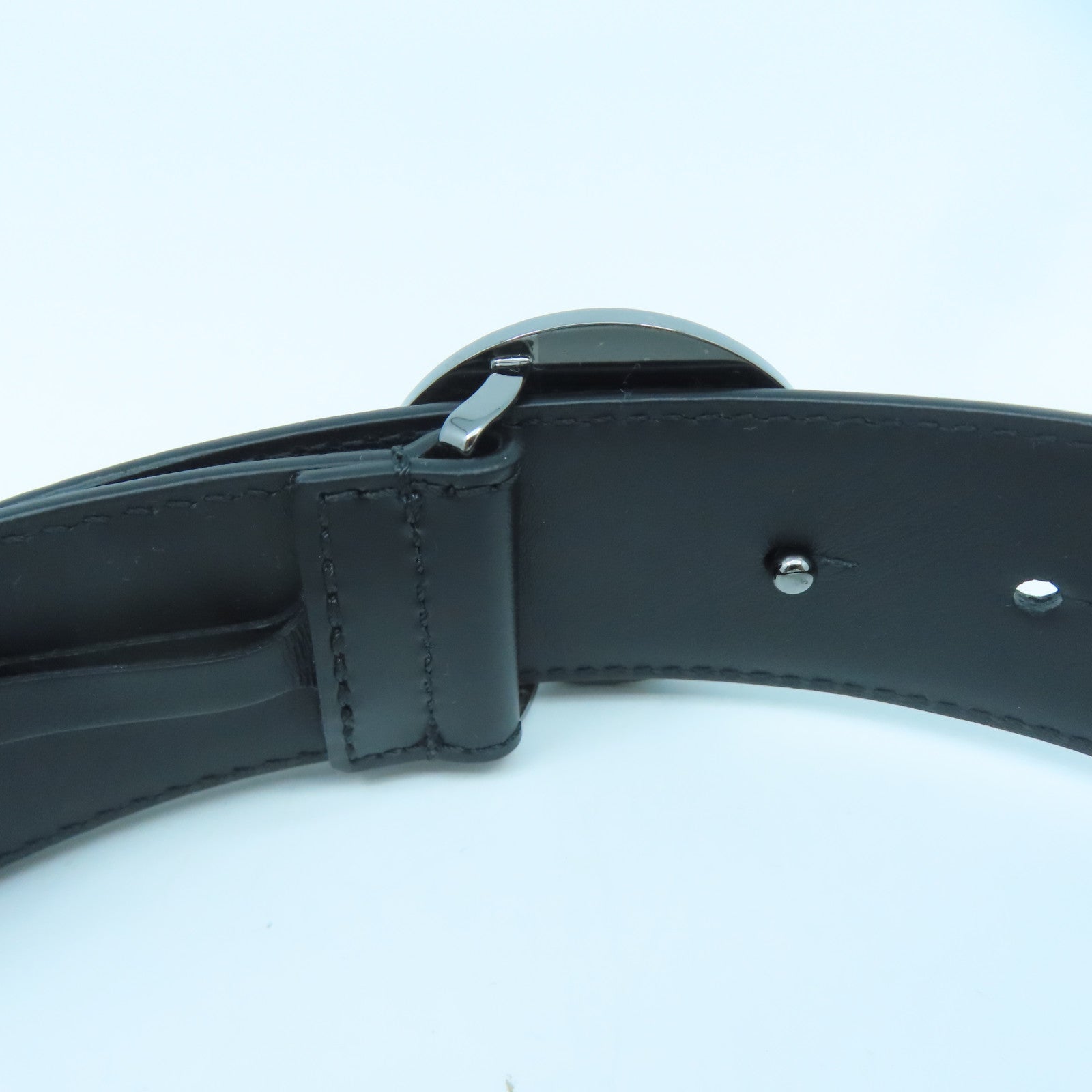 VERSACE 牛皮皮革Belt 80cm銀扣皮帶黑色